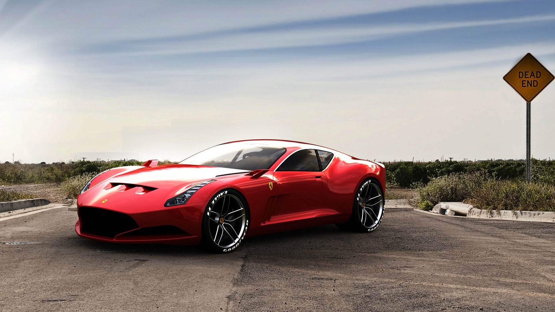 Ferrari 612 GTO concept, Cartello stradale, Rosso, Full HD, sfondo per PC e portatile