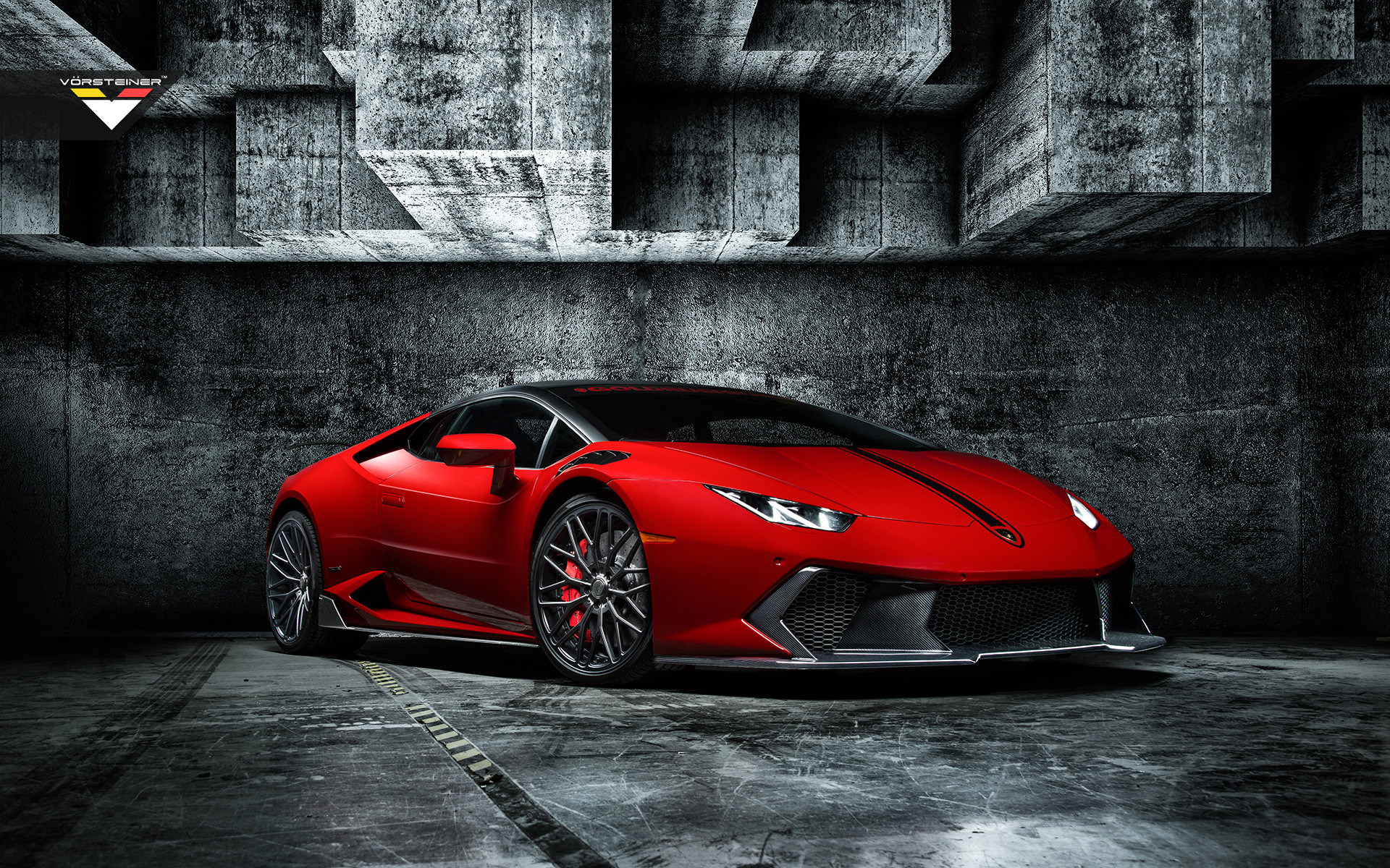 Lamborghini Huracán, Supercar, Rosso, Cemento, sfondo per desktop