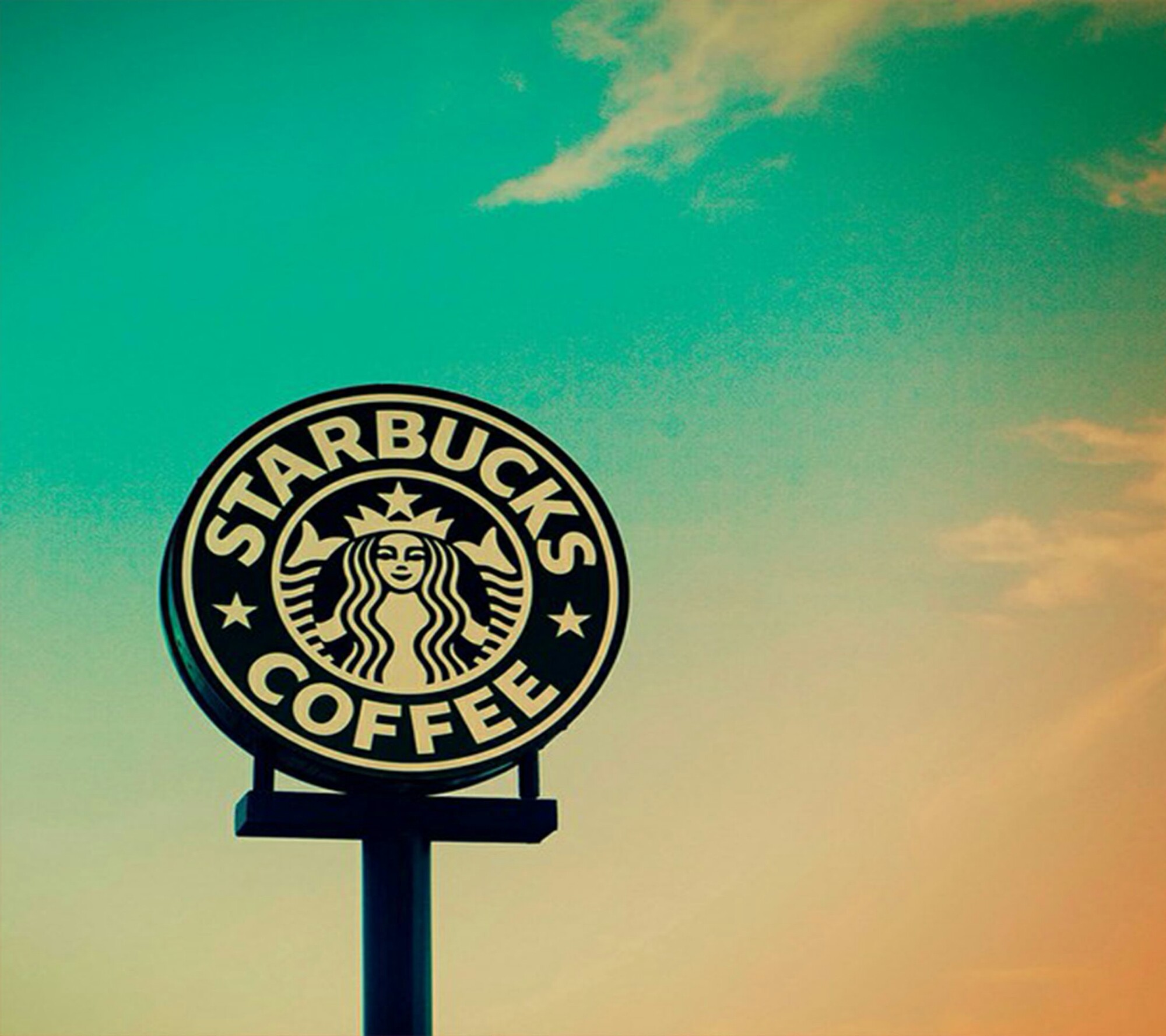 Starbucks, Insegna, Cielo, Vintage, Full HD, sfondo per iPad e tablet
