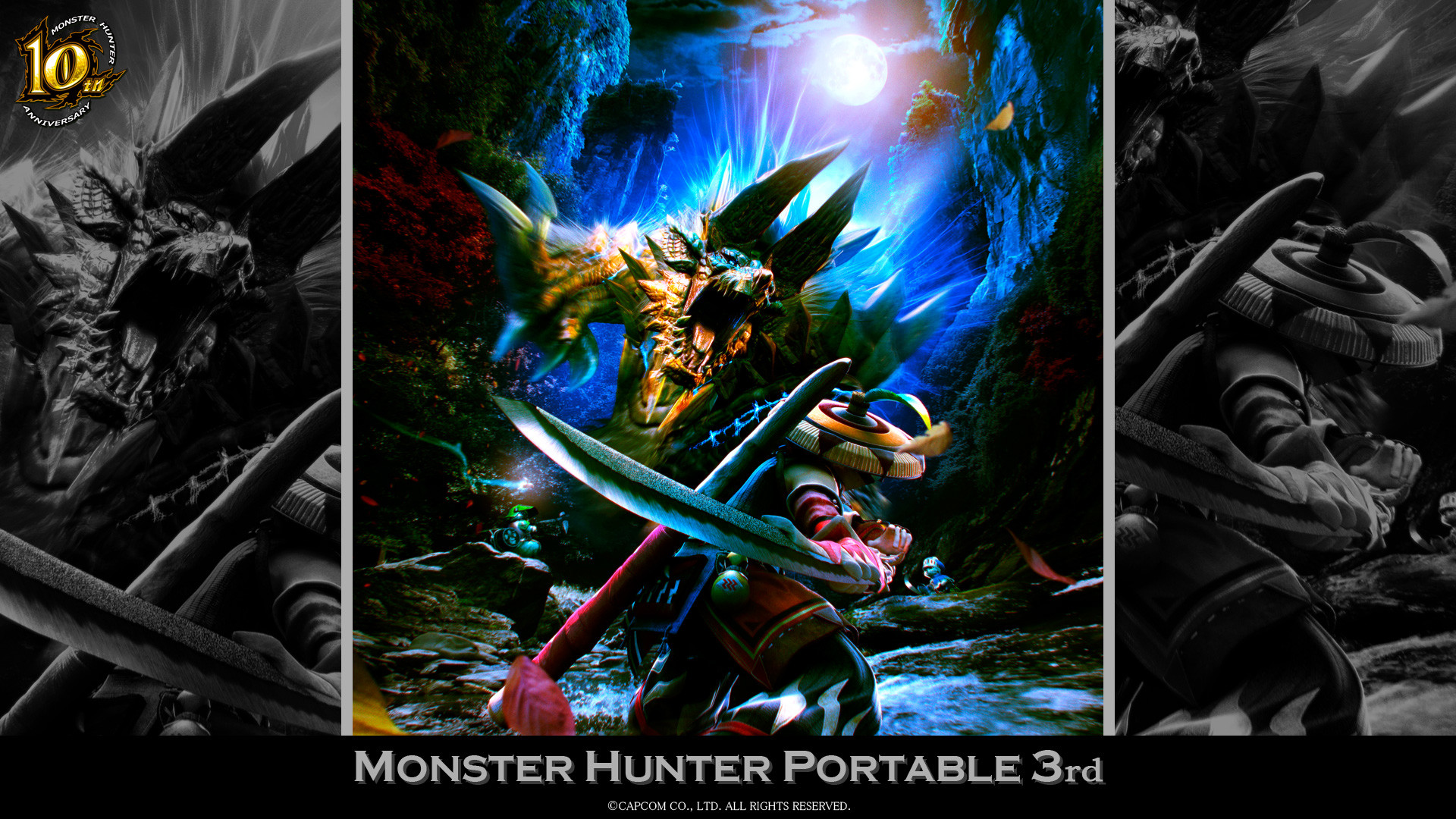 Monster Hunter Portable 3rd, Zinogre, Cacciatore, Logo, Full HD, wallpaper per portatile