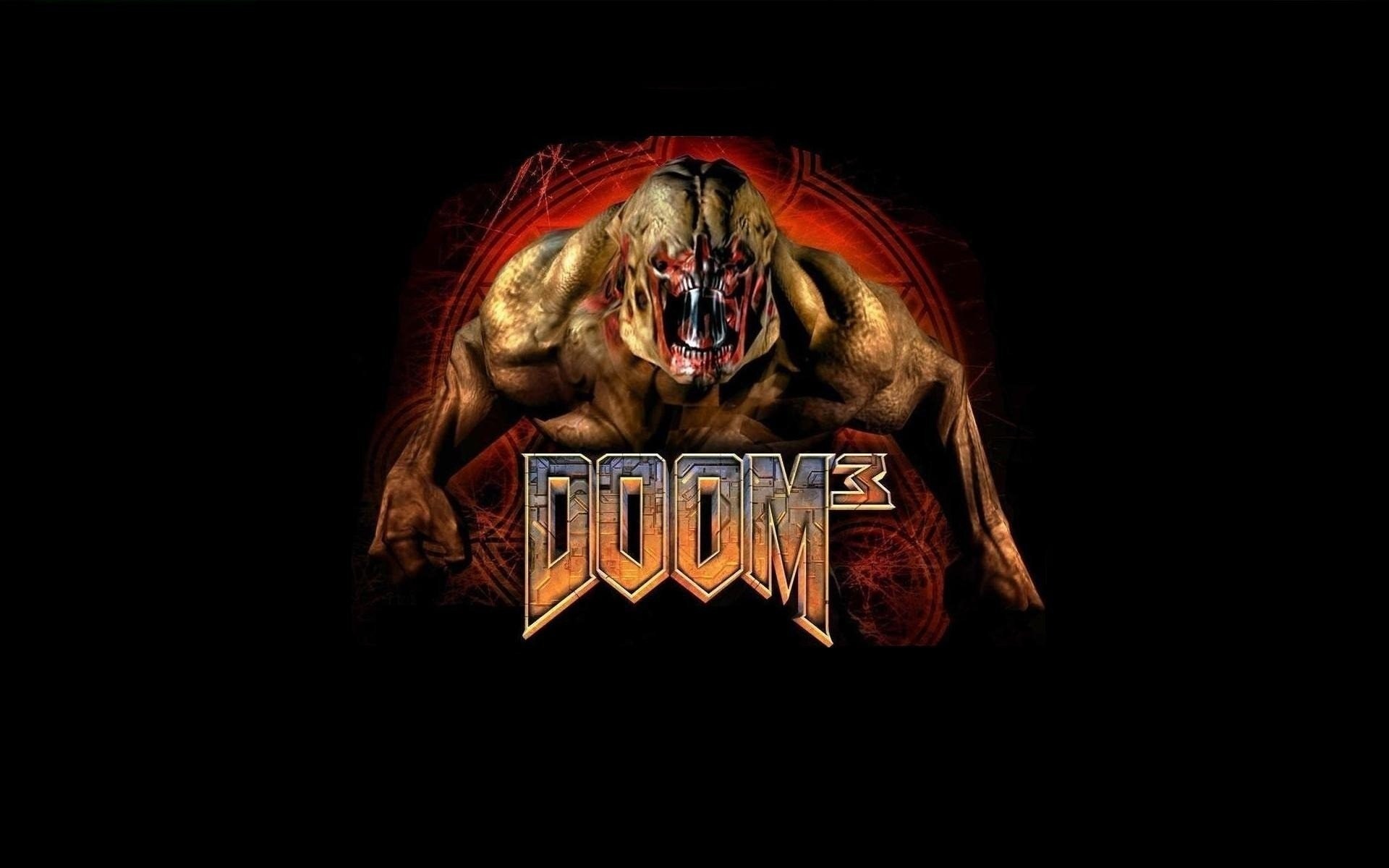 Doom 3, Logo, Demone, Sfondo nero, 1920x1200, wallpaper desktop