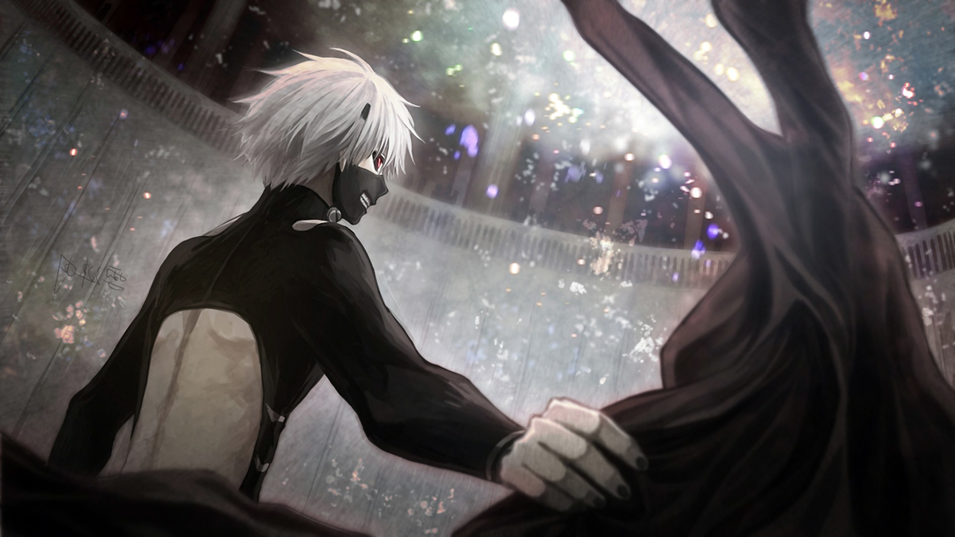 Ken Kaneki, Tokyo Ghoul, Maschera, Albero, Anime, Full HD, sfondo desktop