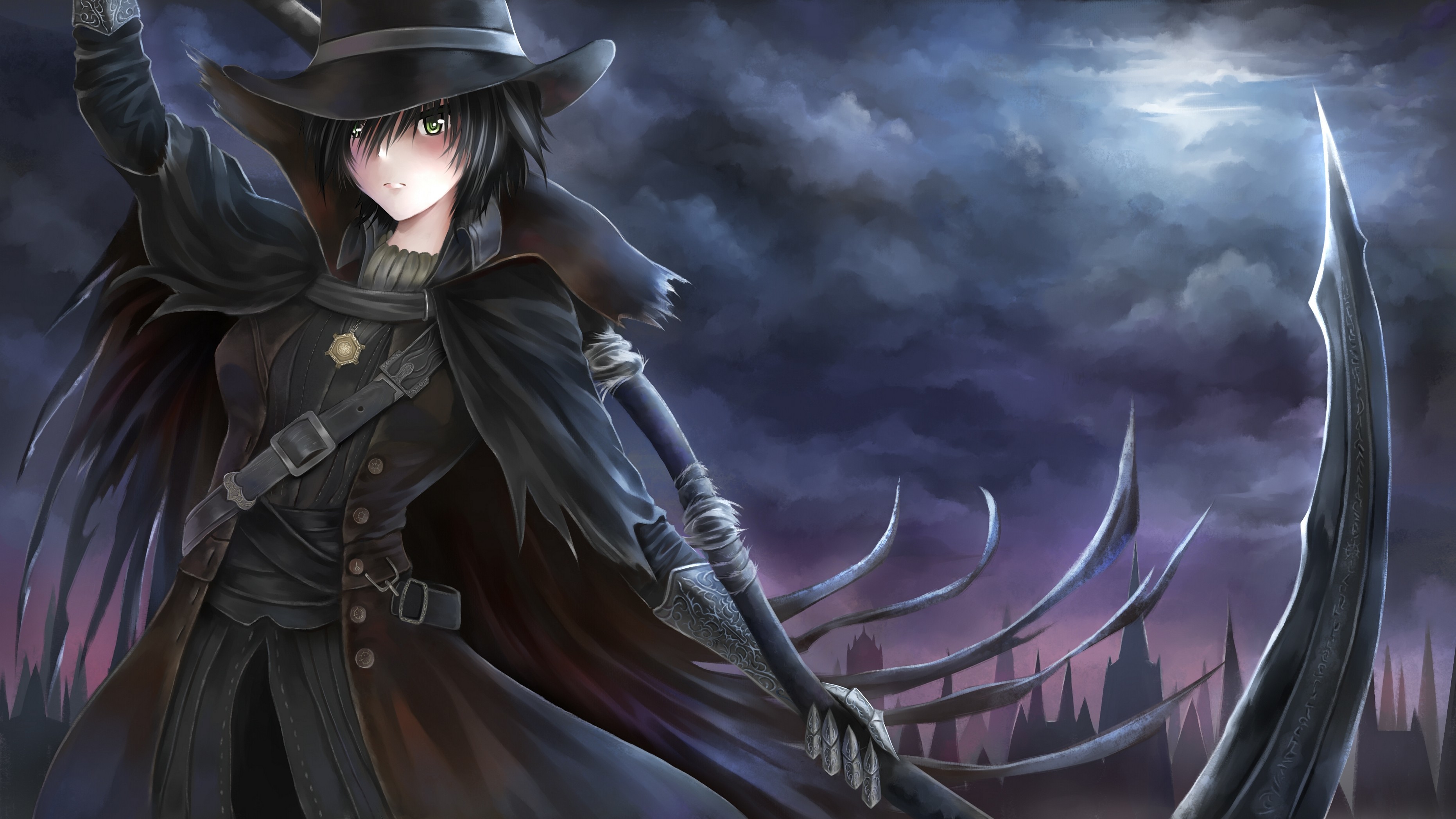 Bloodborne, Cacciatrice, Fan art, Anime, Falce, 2K, sfondo desktop