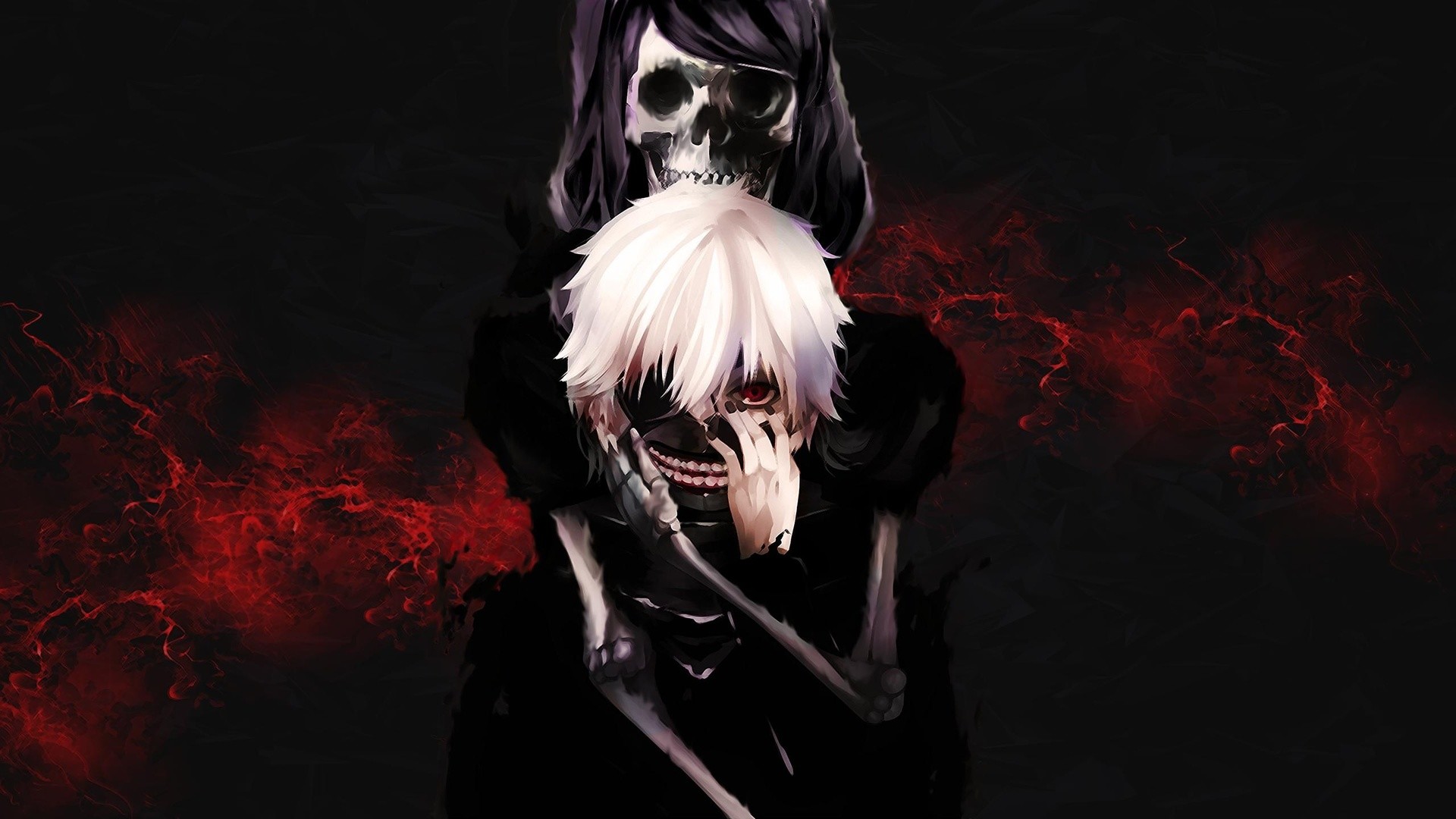 Ken Kaneki, Tokyo Ghoul, Rize Kamishiro, Rosso, 1920x1080, sfondo per PC