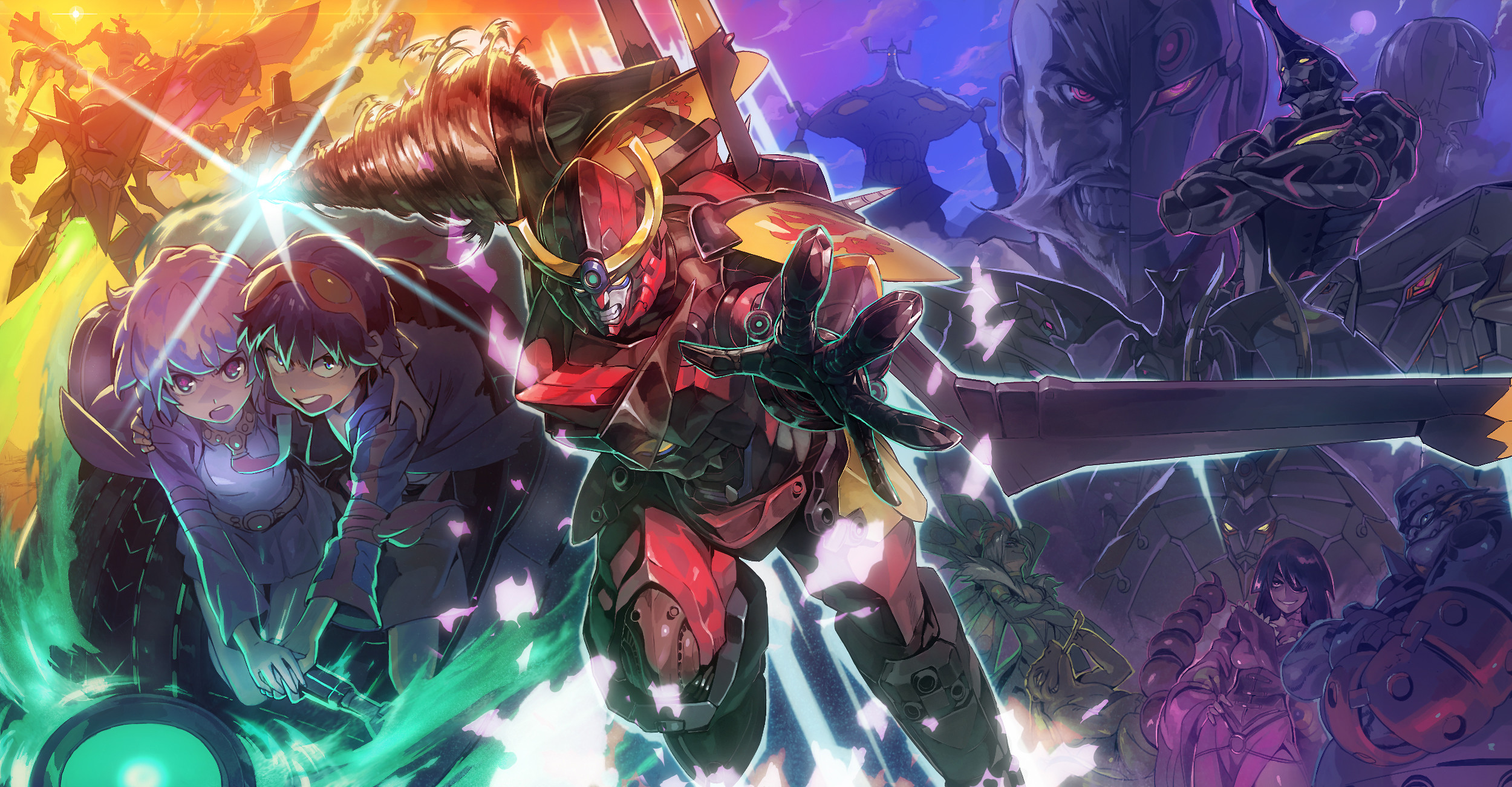 Gurren Lagann, Simon, Nia Teppelin, Mecha, Colori vivaci, Full HD, sfondo Windows 11