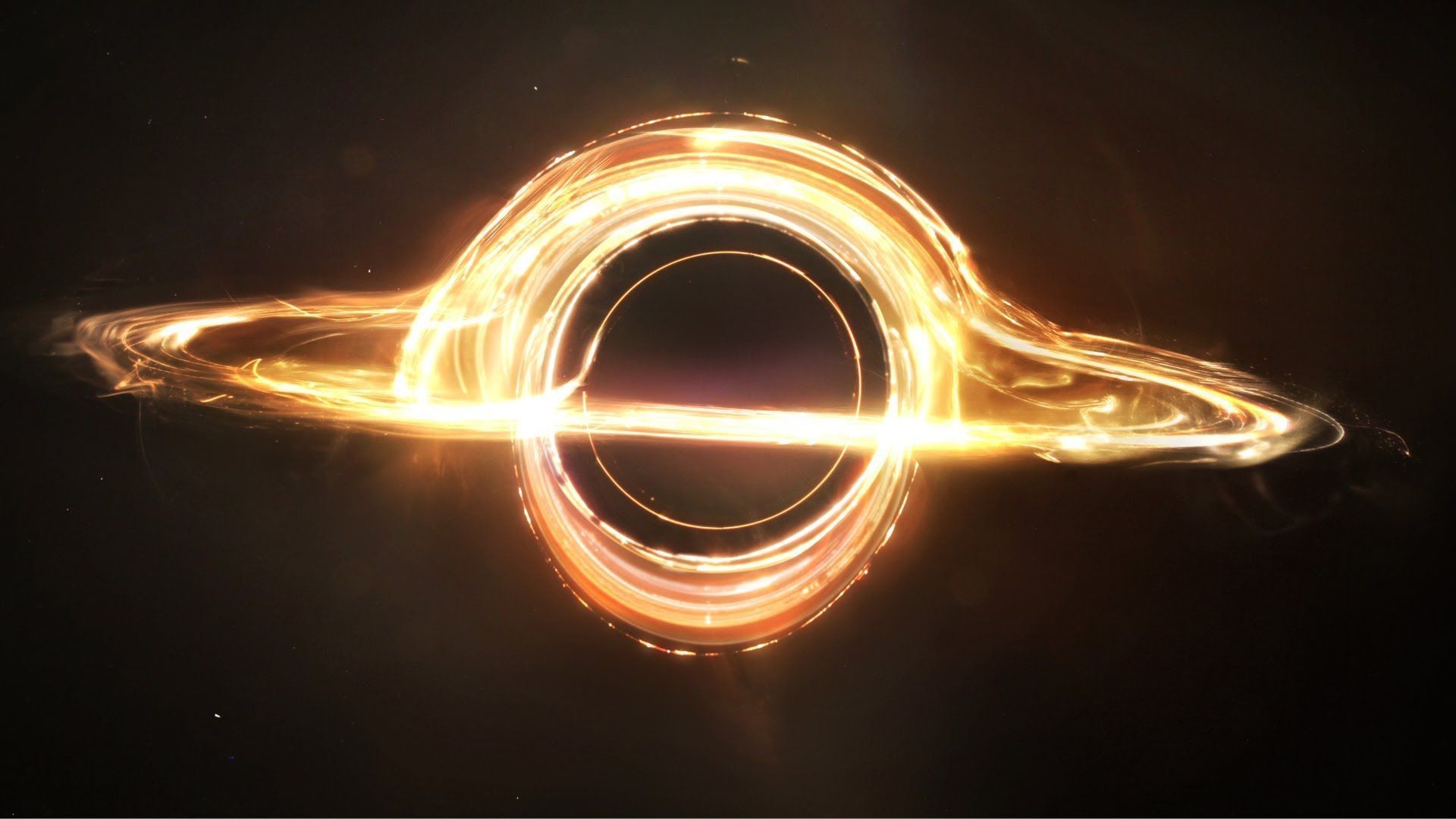 Gargantua, Interstellar, Buco nero, Disco di accrescimento, Oro, sfondo Full HD per computer
