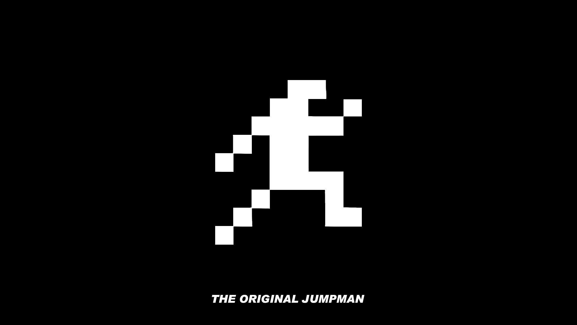 Jumpman, The Original Jumpman, Pixel art, Sfondo nero, 16:9 Full HD, wallpaper widescreen