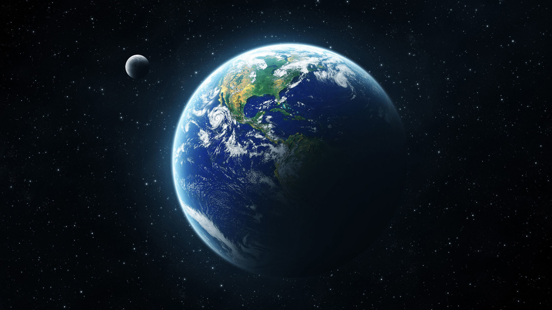 Terra, Luna, Spazio, Stelle, 1920x1080, immagine di sfondo