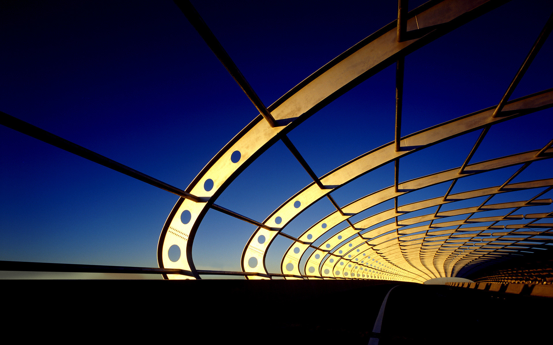 Ponte, Architettura, Notte, Prospettiva, Full HD, immagine di sfondo Windows 7