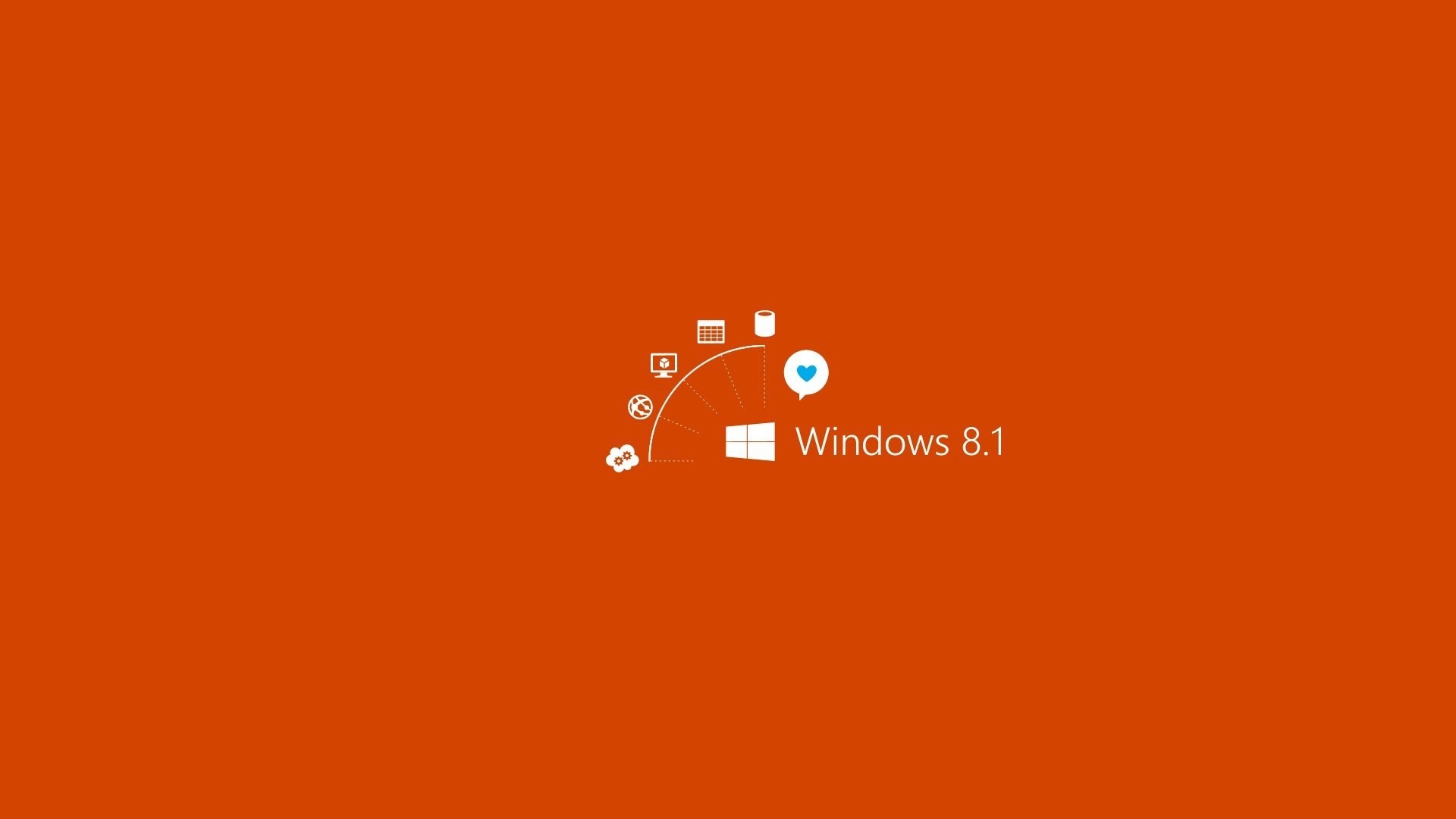 Windows 8.1, Icone, Sfondo arancione, Full HD, wallpaper desktop