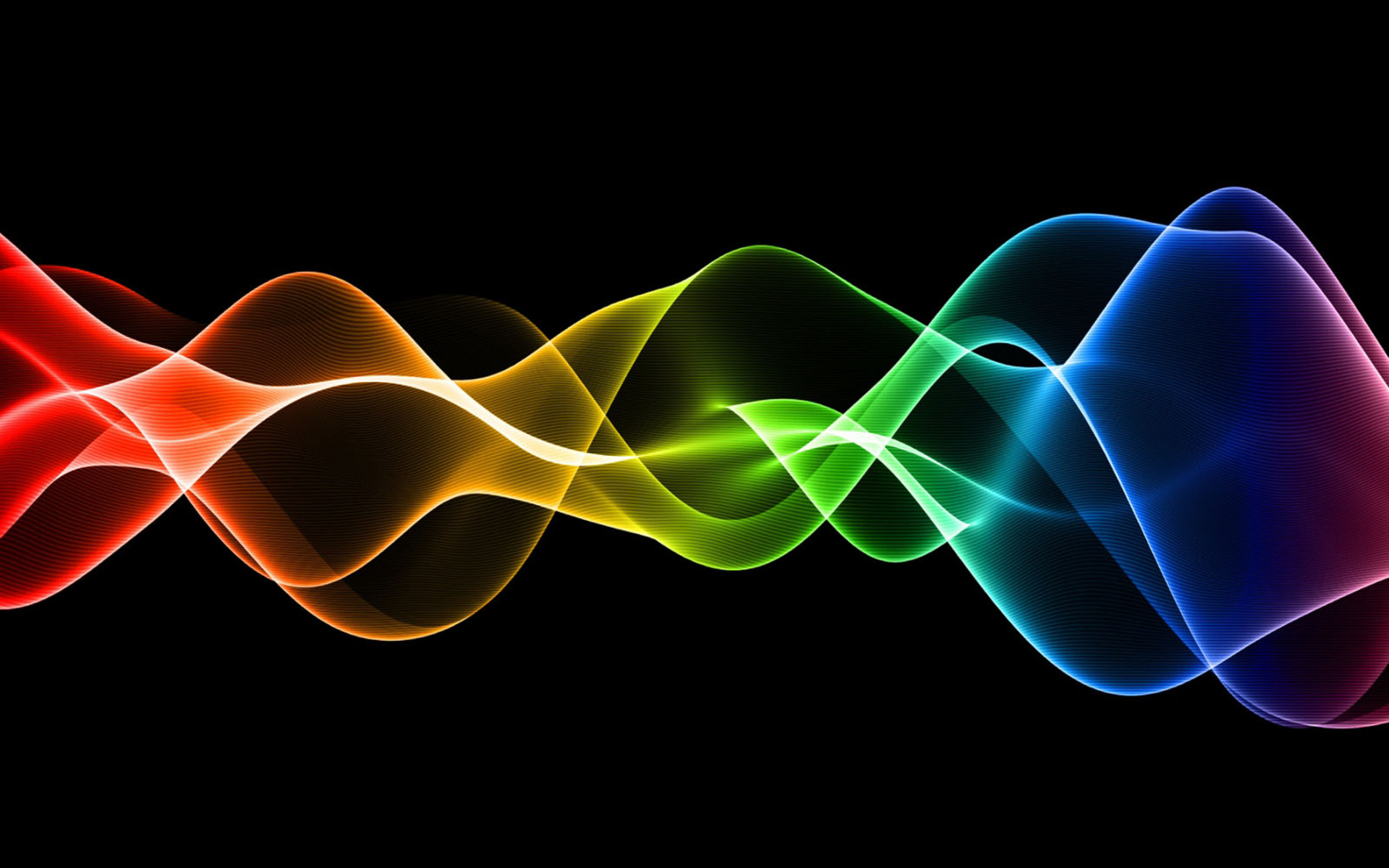 Onde arcobaleno, Fumo, Sfondo nero, Full HD, wallpaper desktop