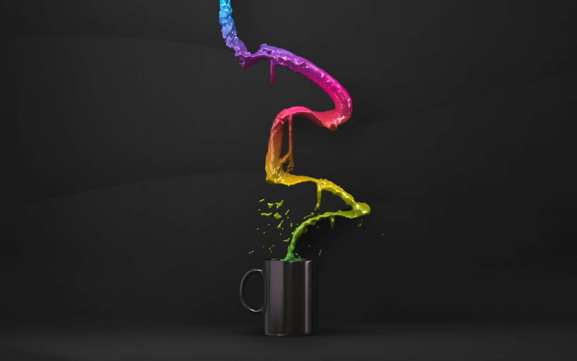 Tazza, Vernice colorata, Schizzo, Sfondo grigio, 1920x1200, wallpaper desktop