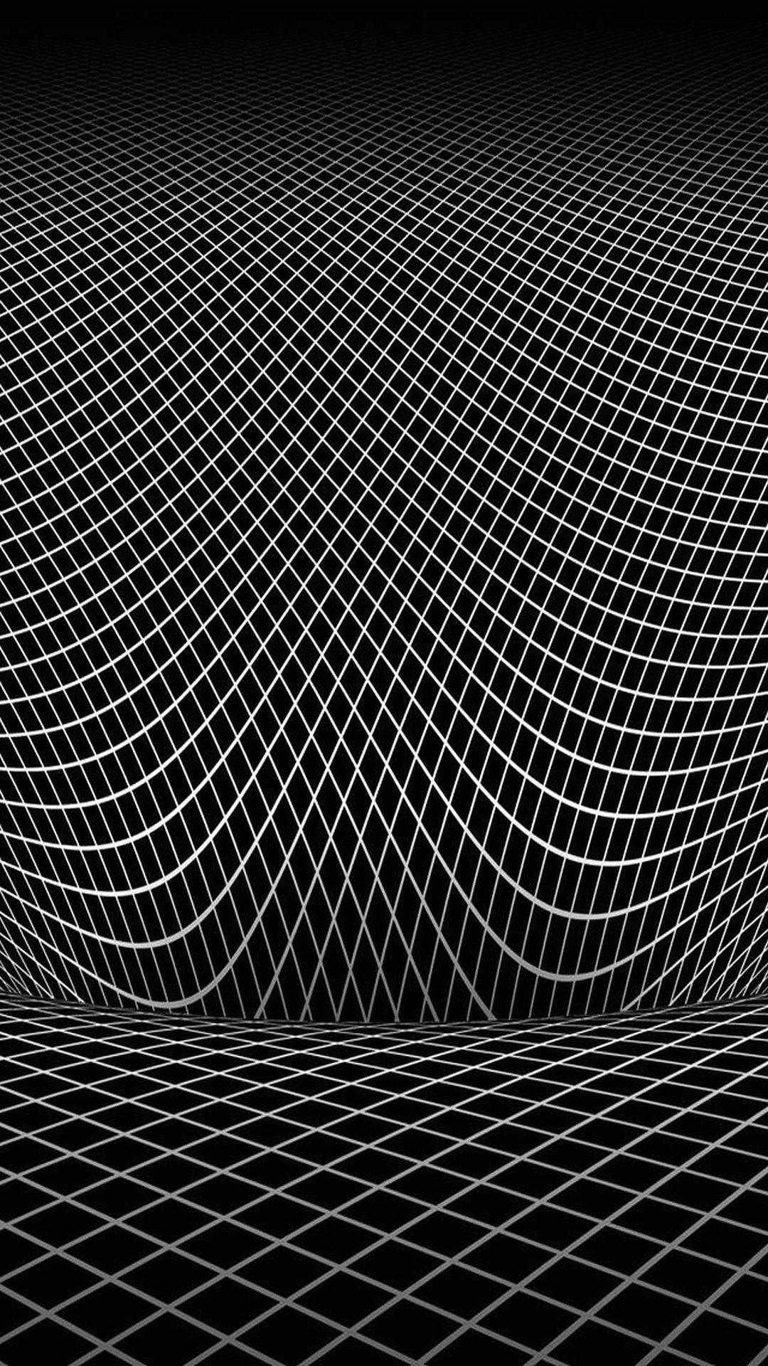 Griglia 3D, Bianco e nero, Geometrico, sfondo smartphone