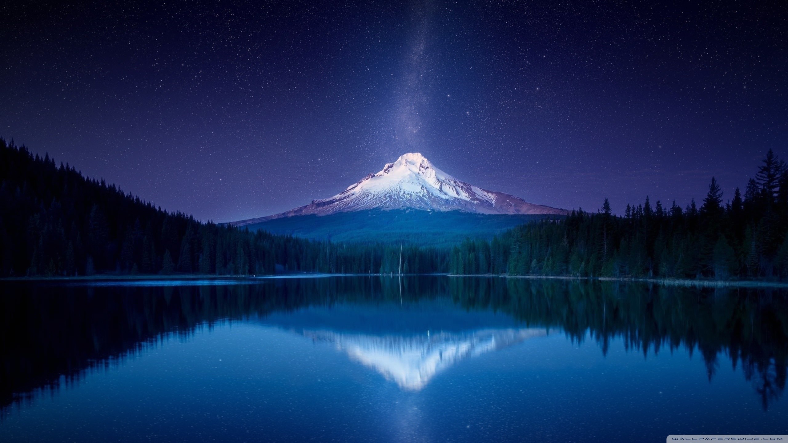 Via Lattea, Mount Hood, Trillium Lake, Oregon, Riflesso, 2560x1440, sfondo per PC