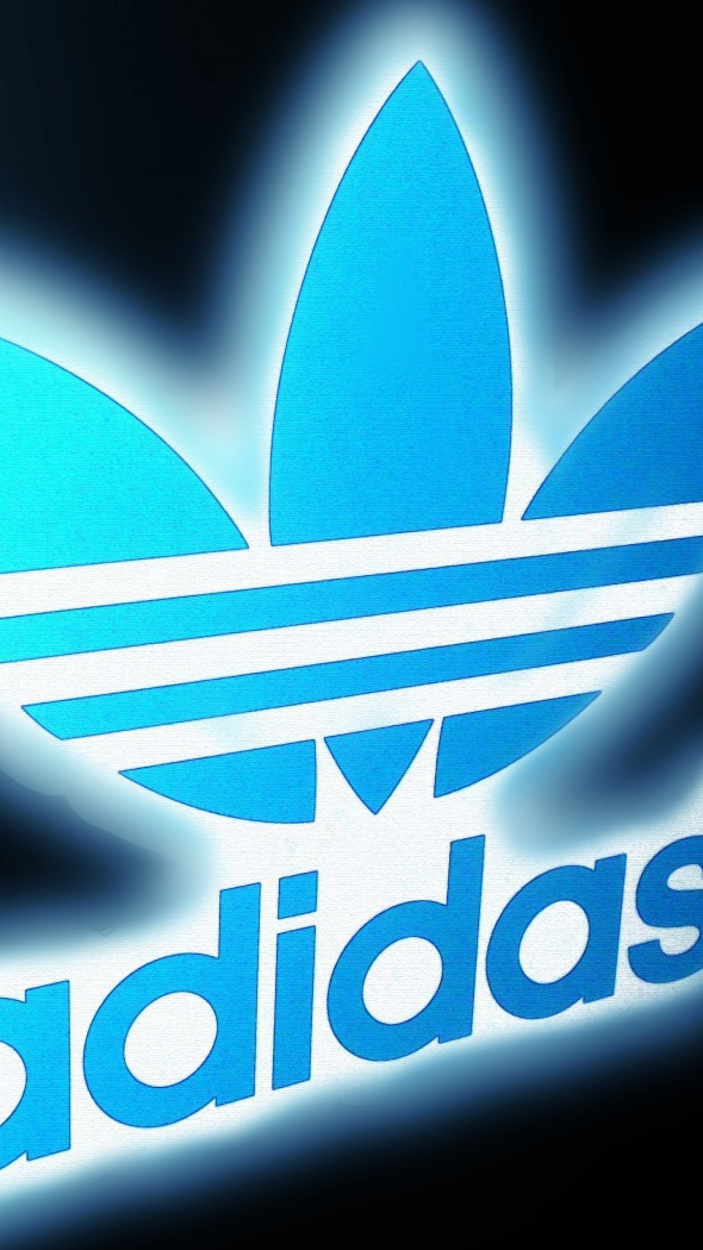 Adidas Originals, Logo trifoglio, Neon, Azzurro, QHD+, sfondo per smartphone
