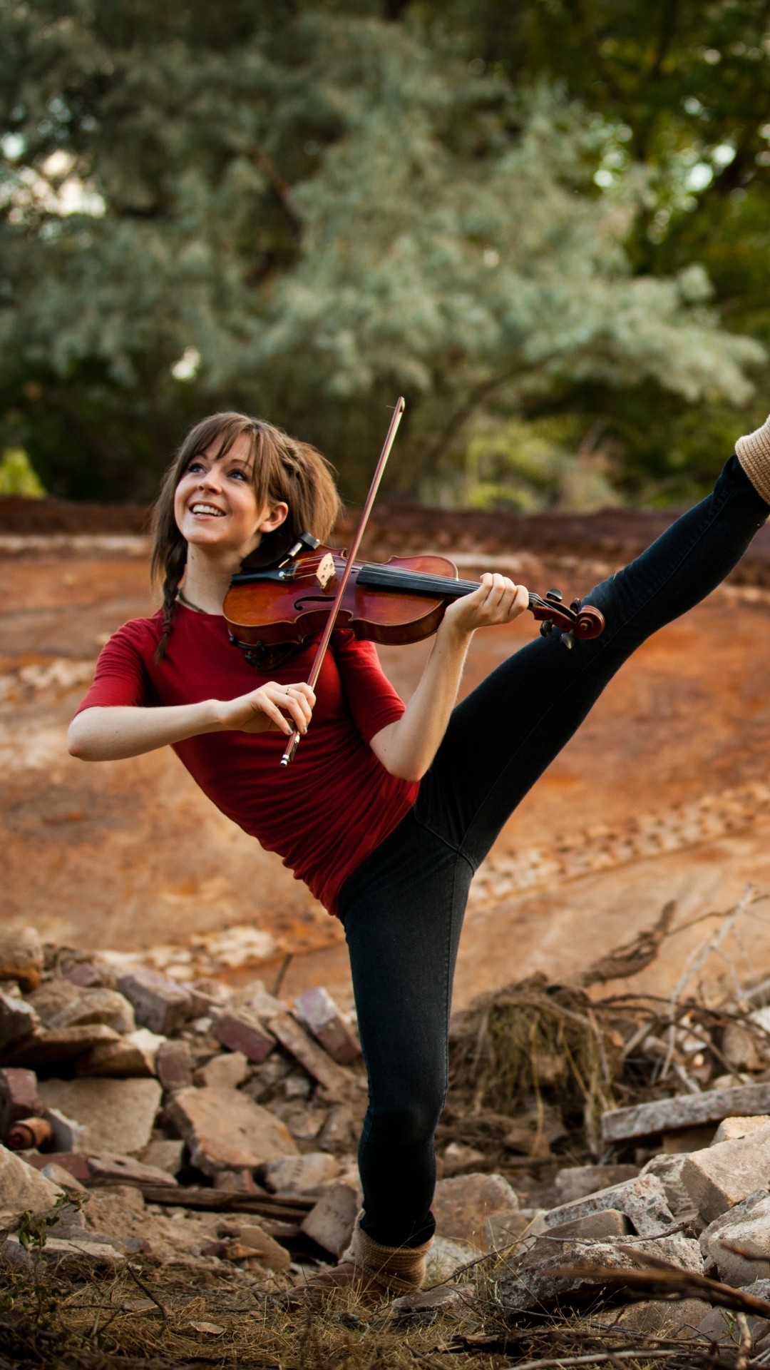 Lindsey Stirling, Violino, Danza, Rocce, Full HD, sfondo verticale per cellulare