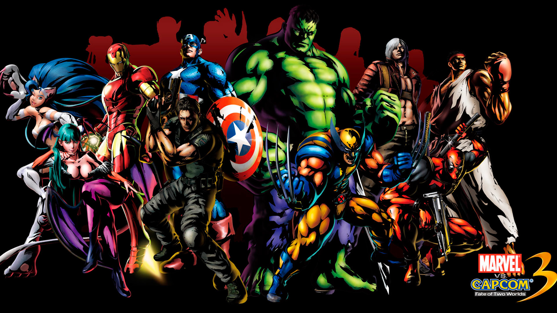 Marvel vs. Capcom 3, Hulk, Wolverine, Capitan America, Iron Man, Dante, Videogioco, wallpaper Full HD