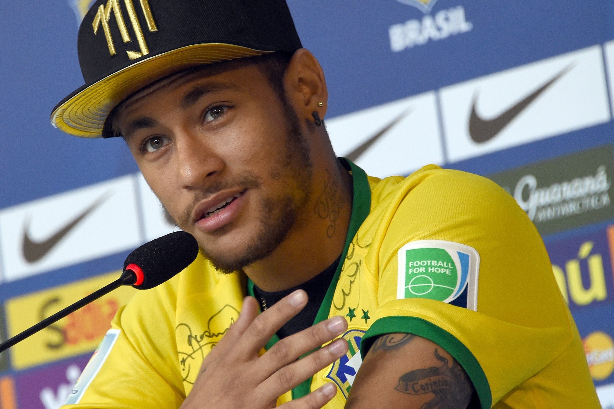 Neymar, Nazionale brasiliana, Conferenza stampa, Cappellino, Full HD, sfondo per portatile