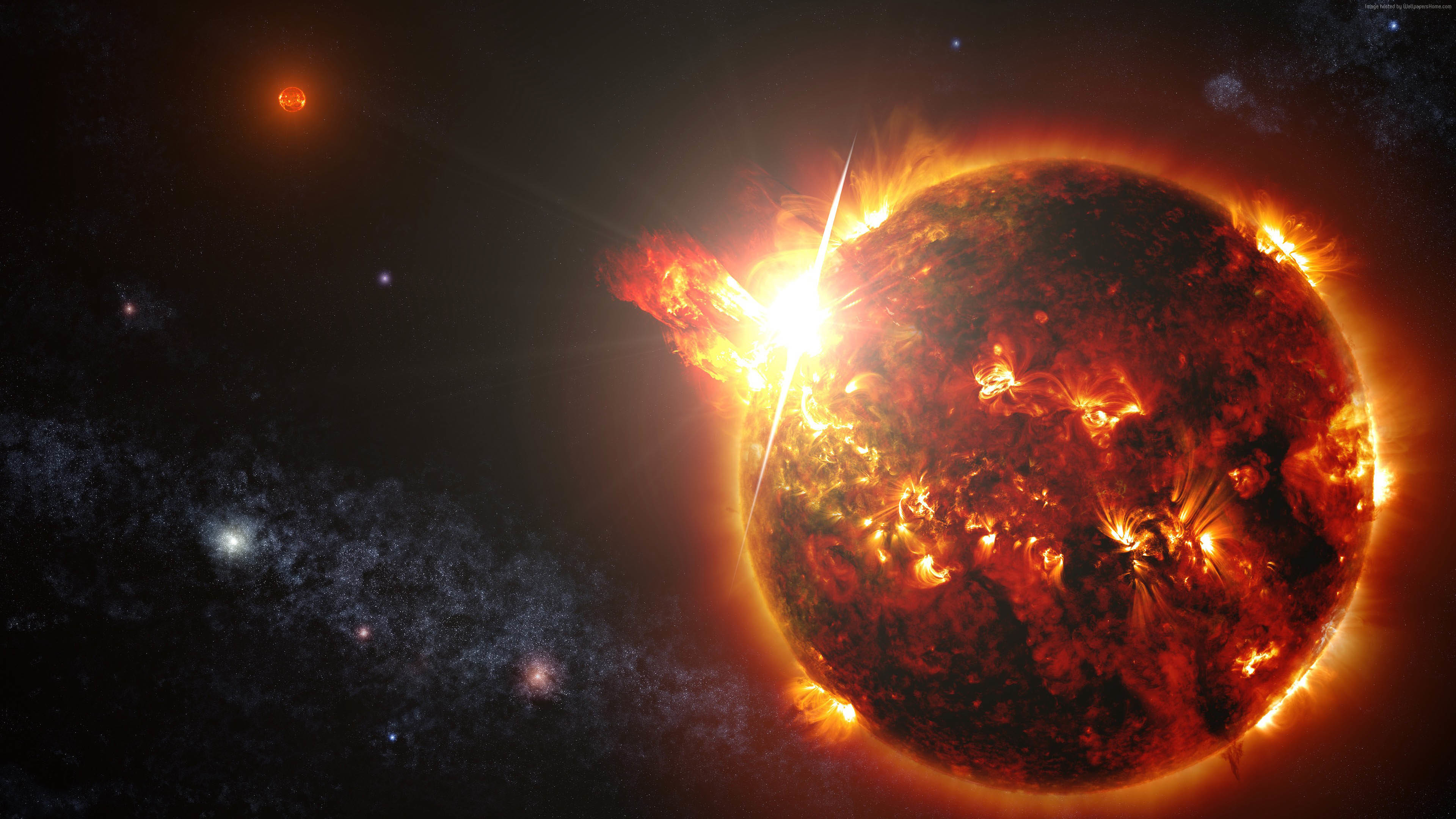 Sole, Brillamento solare, Stella, Spazio, 4K, sfondo per PC e portatile