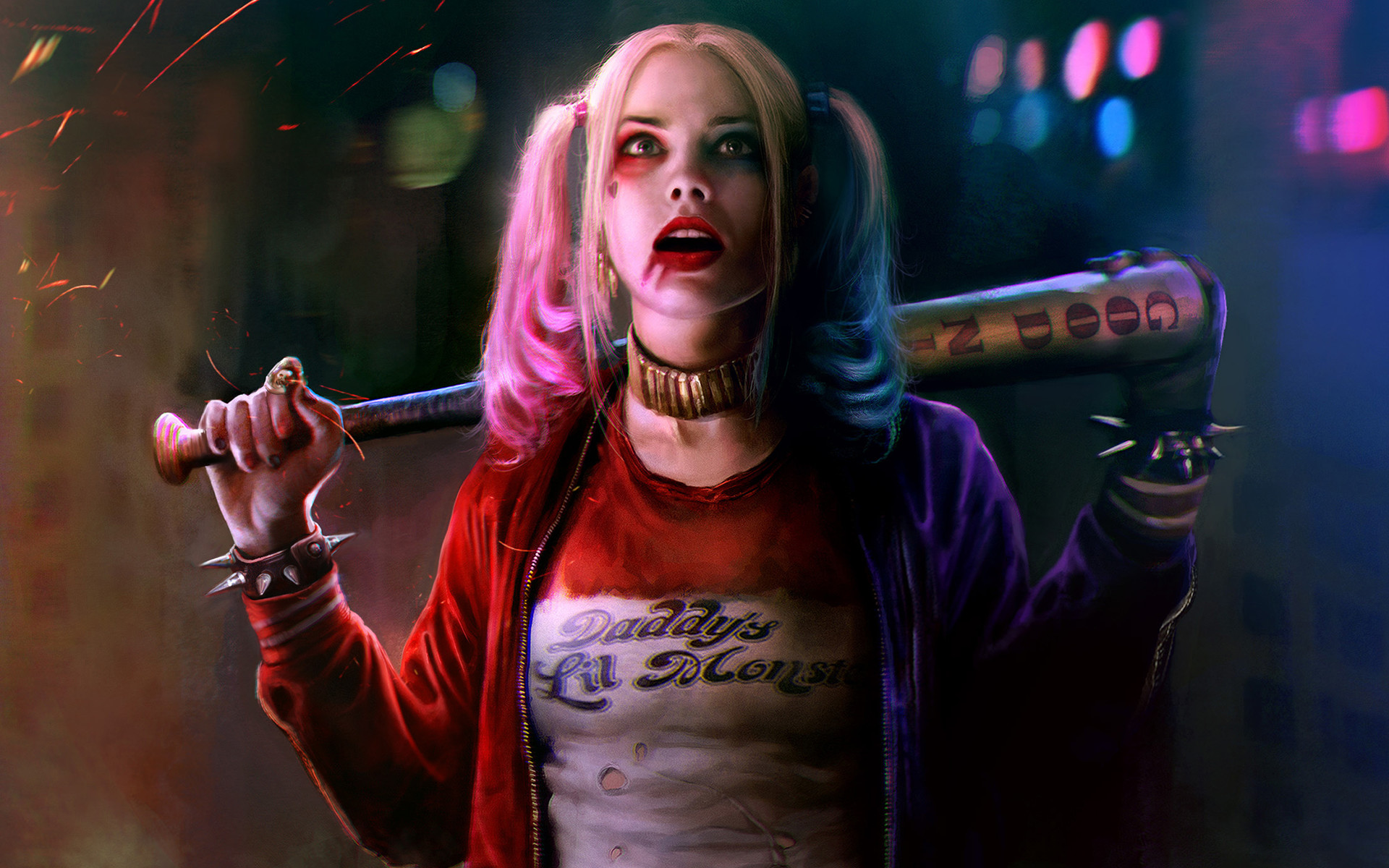 Harley Quinn, Margot Robbie, Suicide Squad, Mazza da baseball, Arte digitale, sfondo Full HD