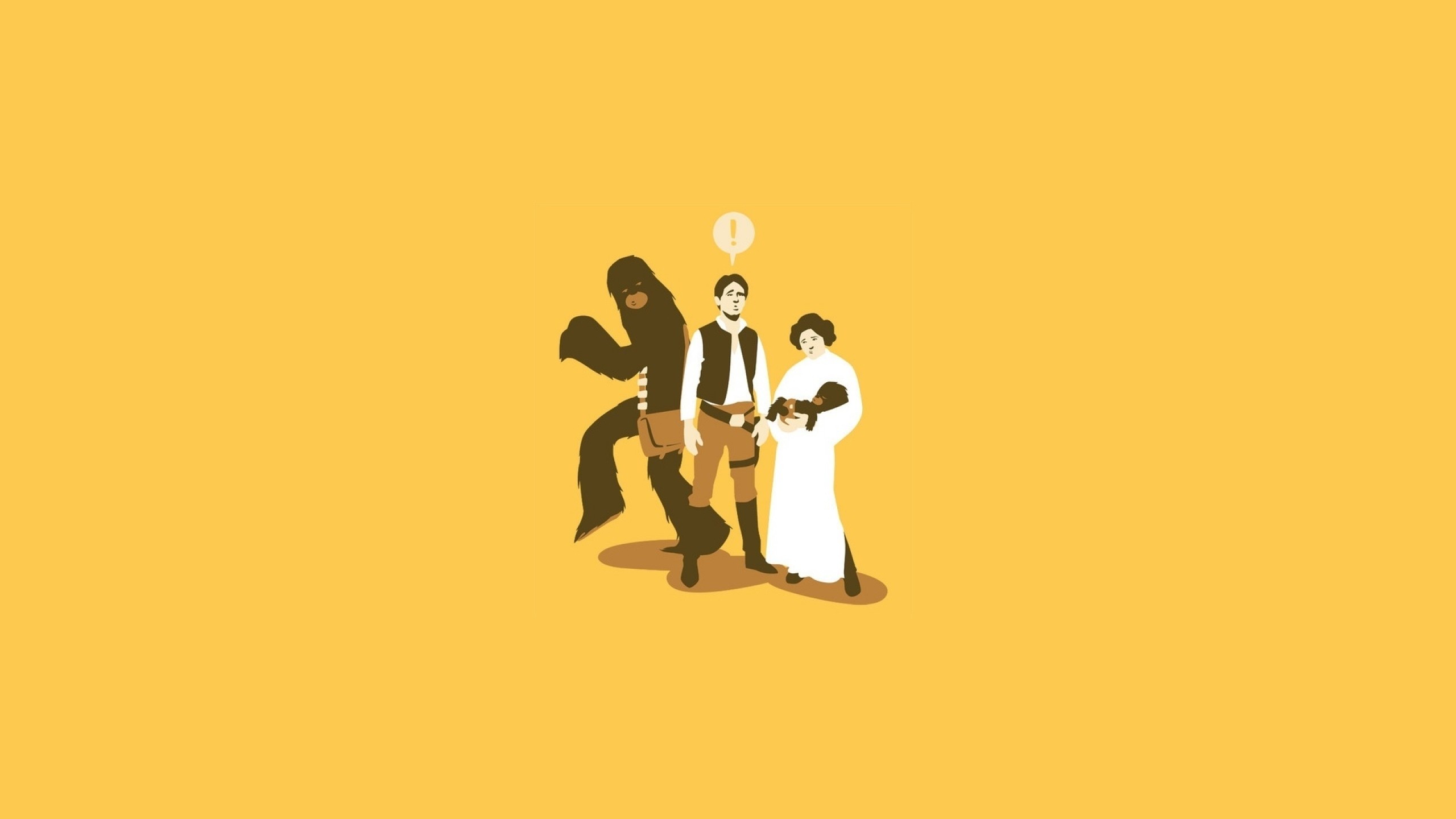 Ian Solo, Chewbecca, Principessa Leia, Star Wars, Giallo, 16:9 2K, sfondo widescreen