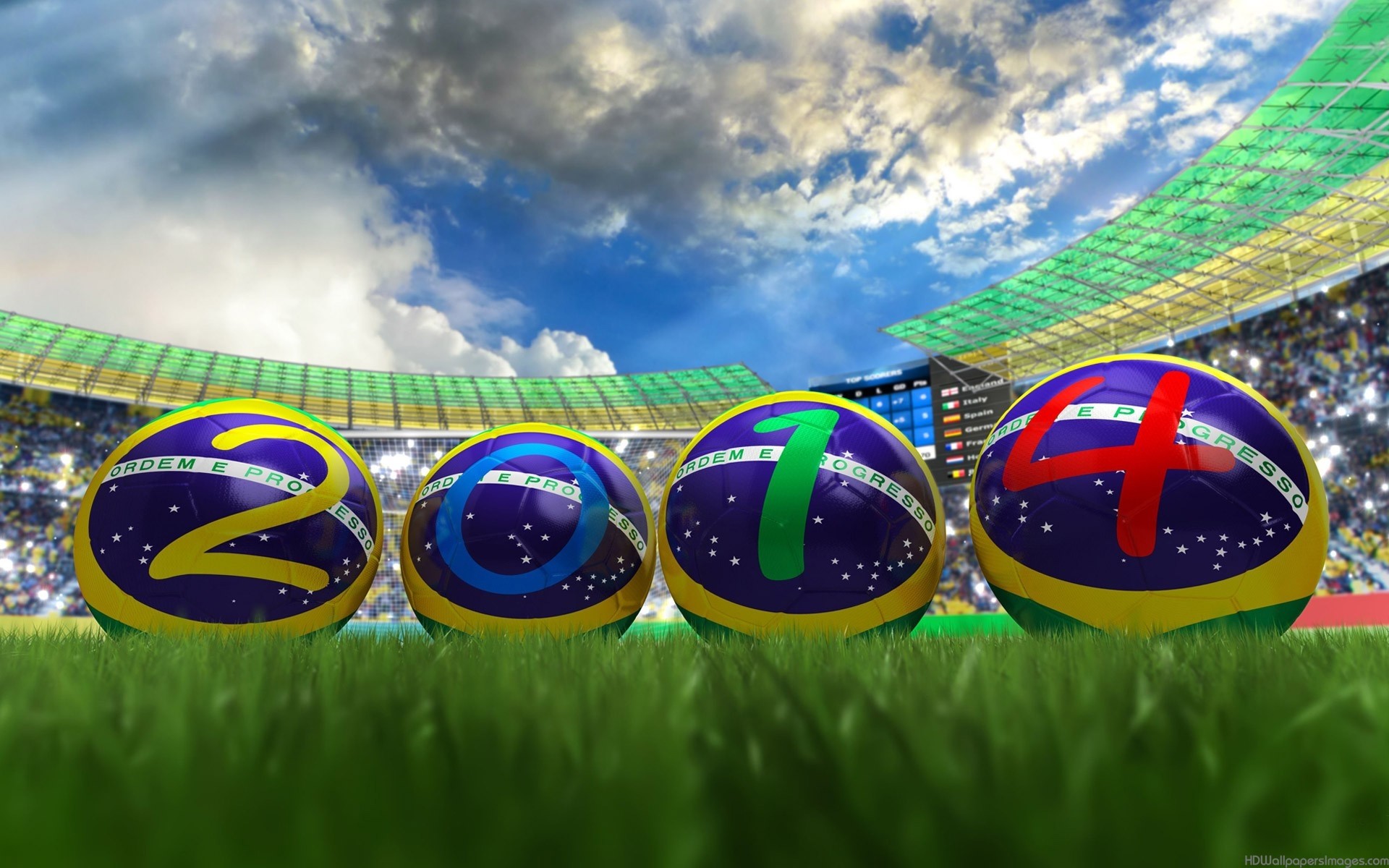 Mondiali 2014, Brasile, Palloni, Stadio, 16:10 Full HD, sfondo widescreen
