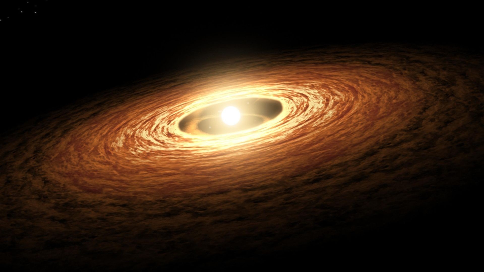 Disco protoplanetario, Stella, Spazio, Arancione, Full HD, sfondo Windows 11