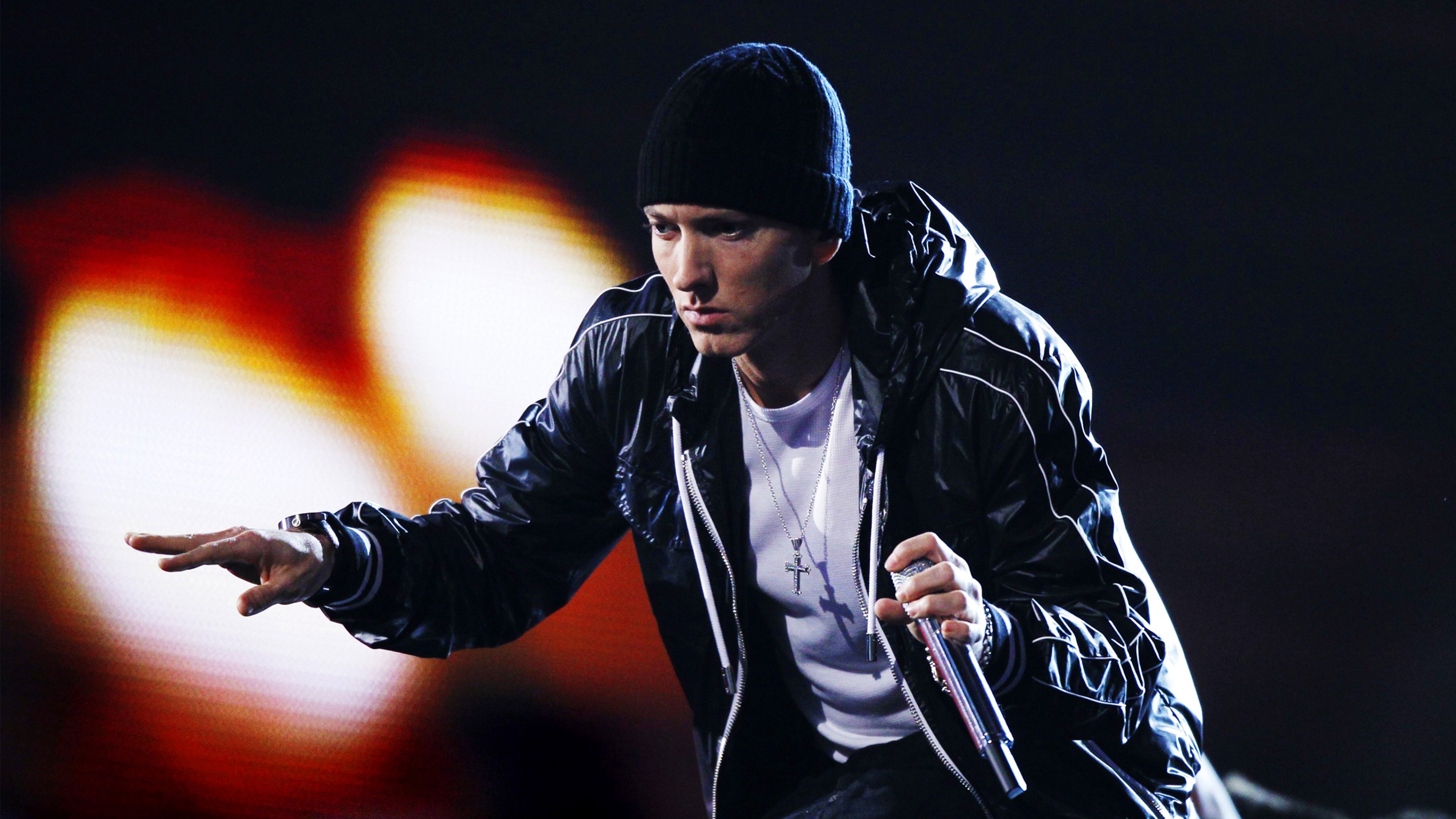 Eminem, Rapper, Microfono, Bokeh, 16:9 4K, sfondo widescreen