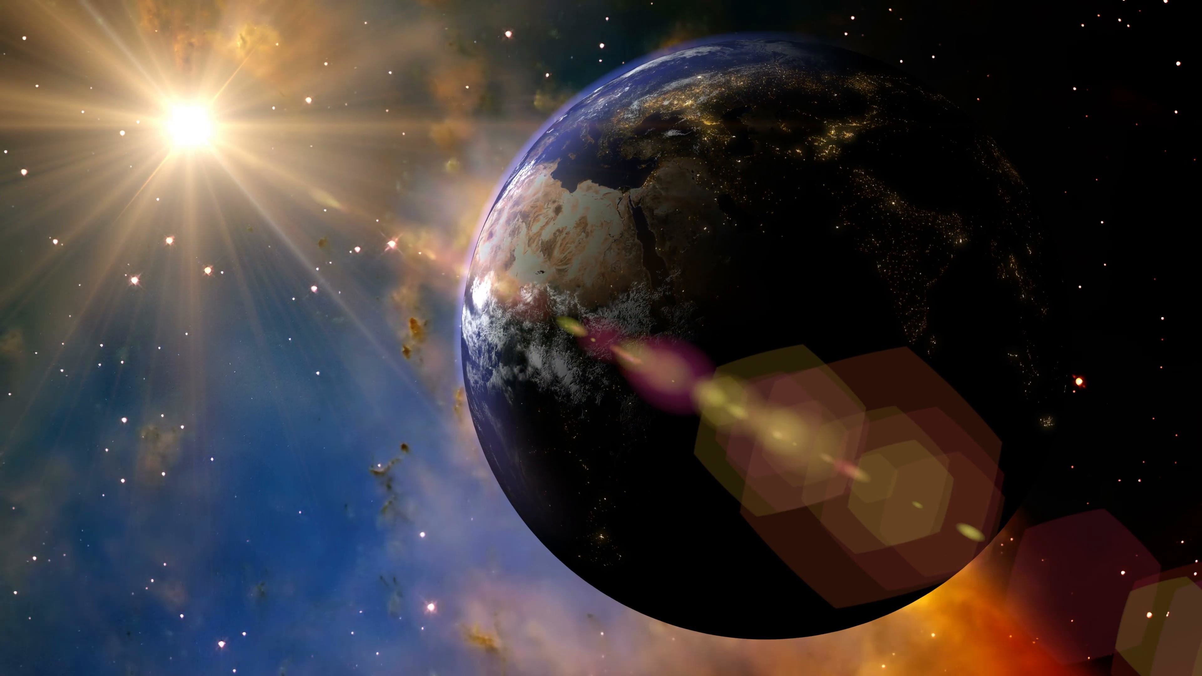 Sole, Terra, Spazio, Riflesso di luce, 4K, wallpaper per portatile
