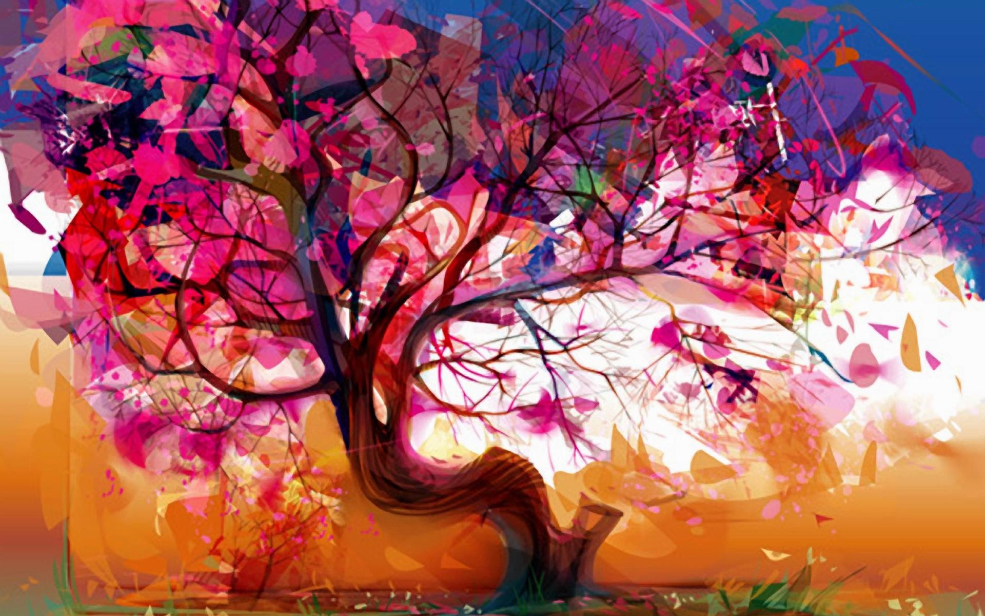 Albero, Pittura, Astratto, Rosa, 1920x1200, sfondo MacBook Pro