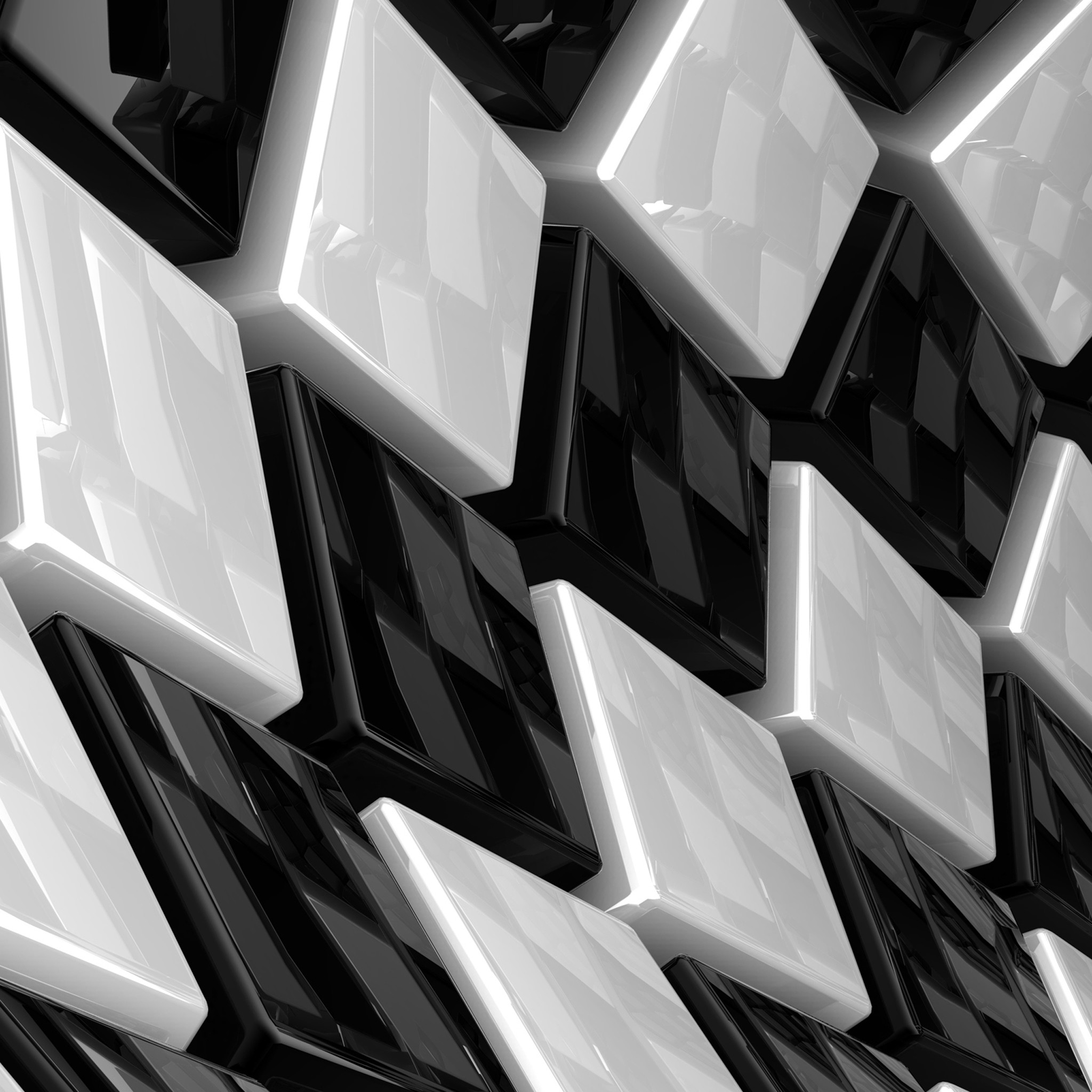 Scacchiera, Bianco e nero, Rendering 3D, Astratto, sfondo per iPad e tablet