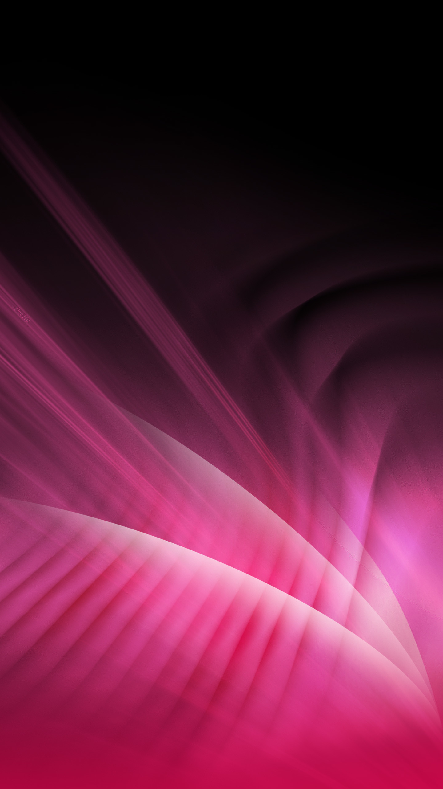 Onde, Rosa, Sfondo nero, Astratto, wallpaper Samsung Galaxy S6
