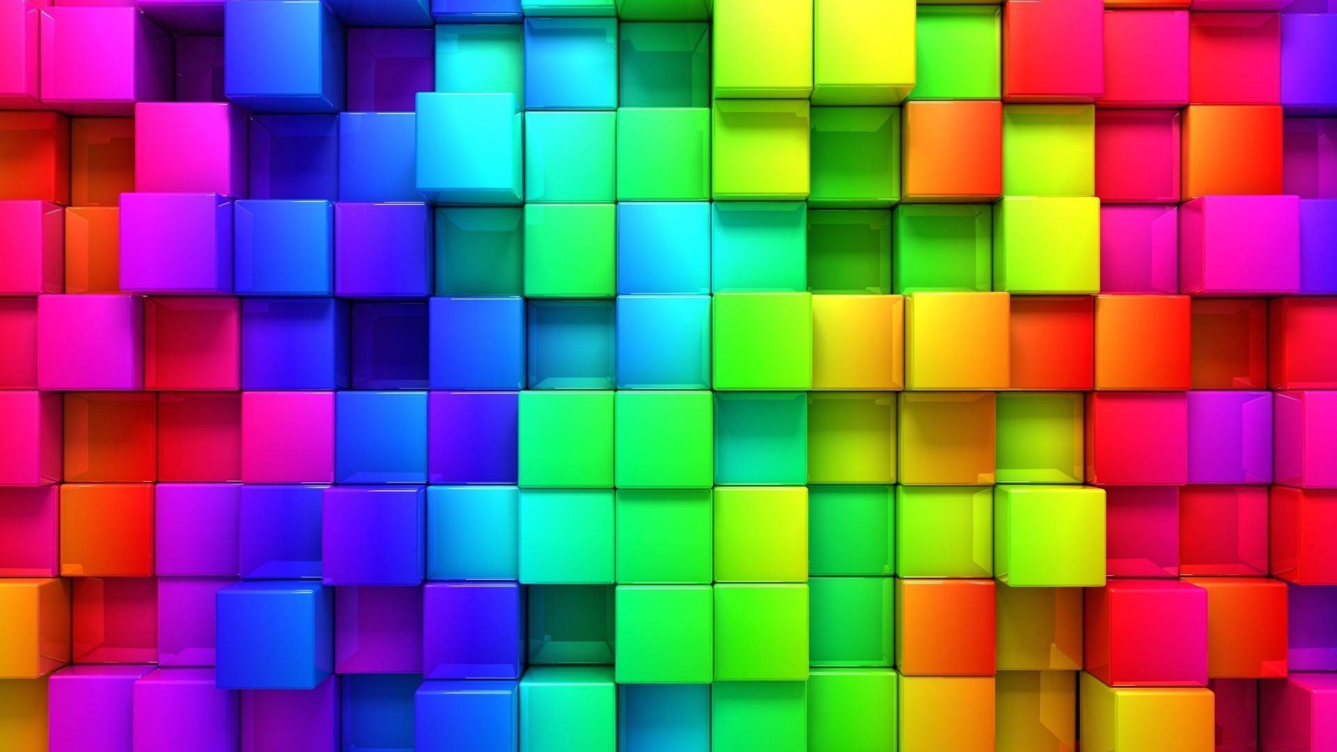 Cubi colorati, Arte 3D, Arcobaleno, Mosaico, Full HD, sfondo per portatile