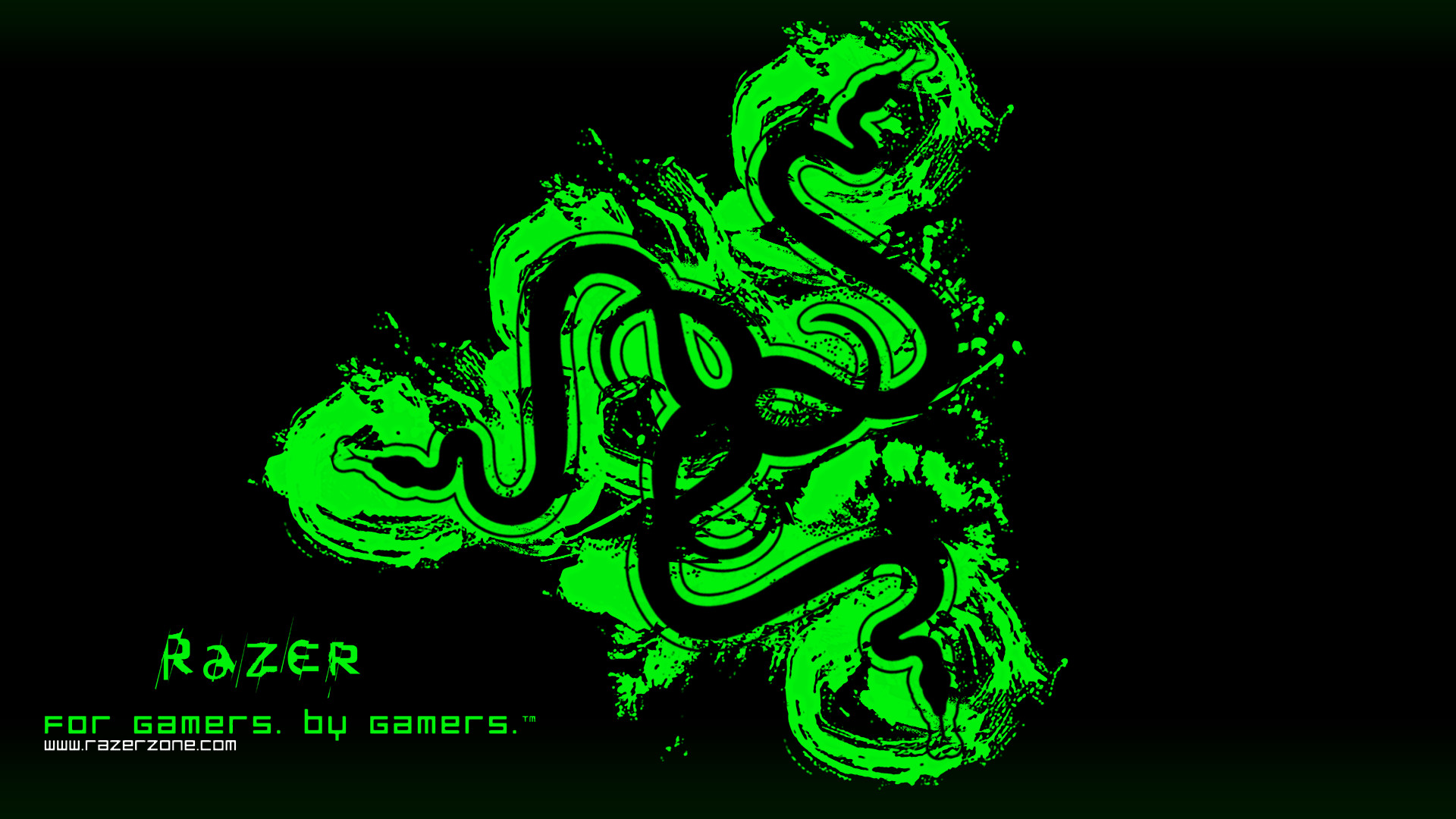 Razer, Logo, Verde, Sfondo nero, Full HD, wallpaper per PC