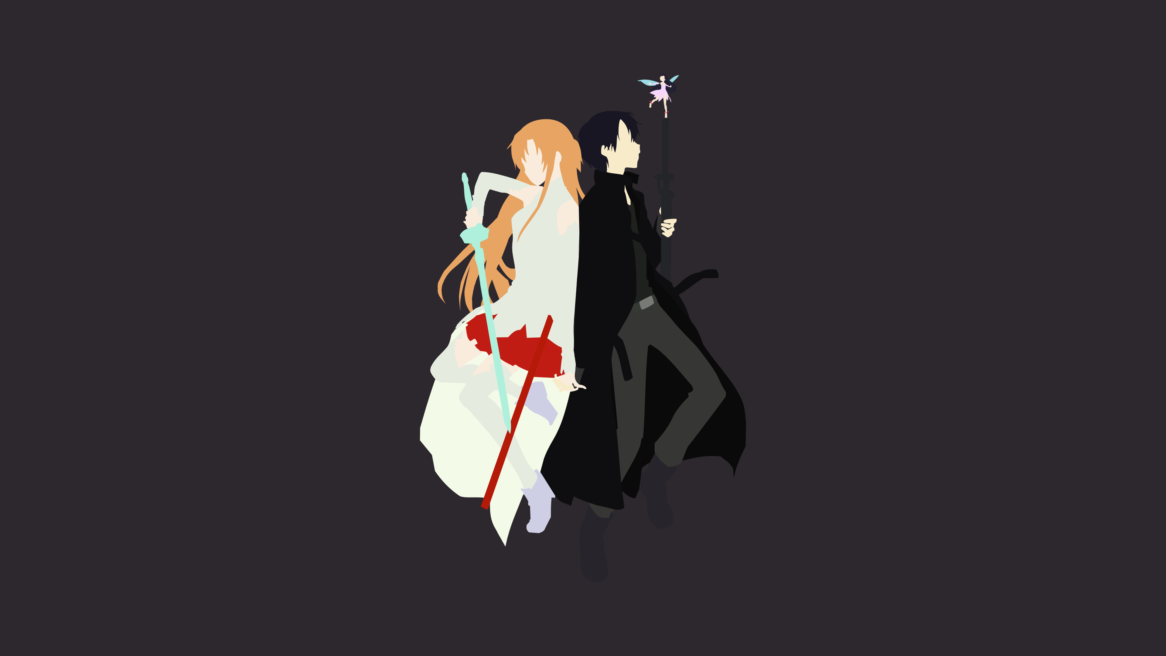 Kirito, Asuna, Sword Art Online, Minimalista, 3840x2160, immagine di sfondo