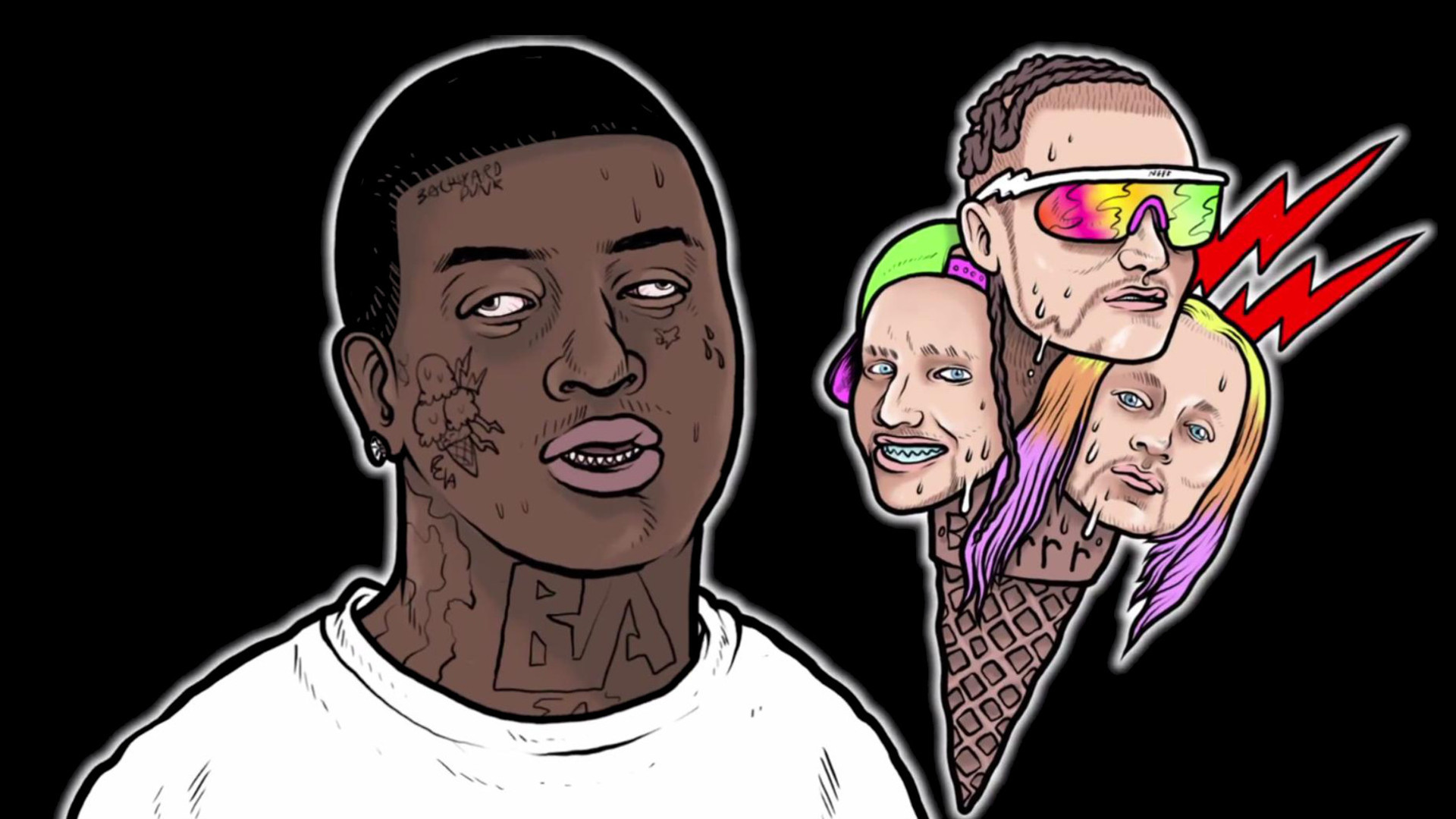Gucci Mane, Rae Sremmurd, Ice cream, Illustrazione, Full HD 1080p, sfondo desktop