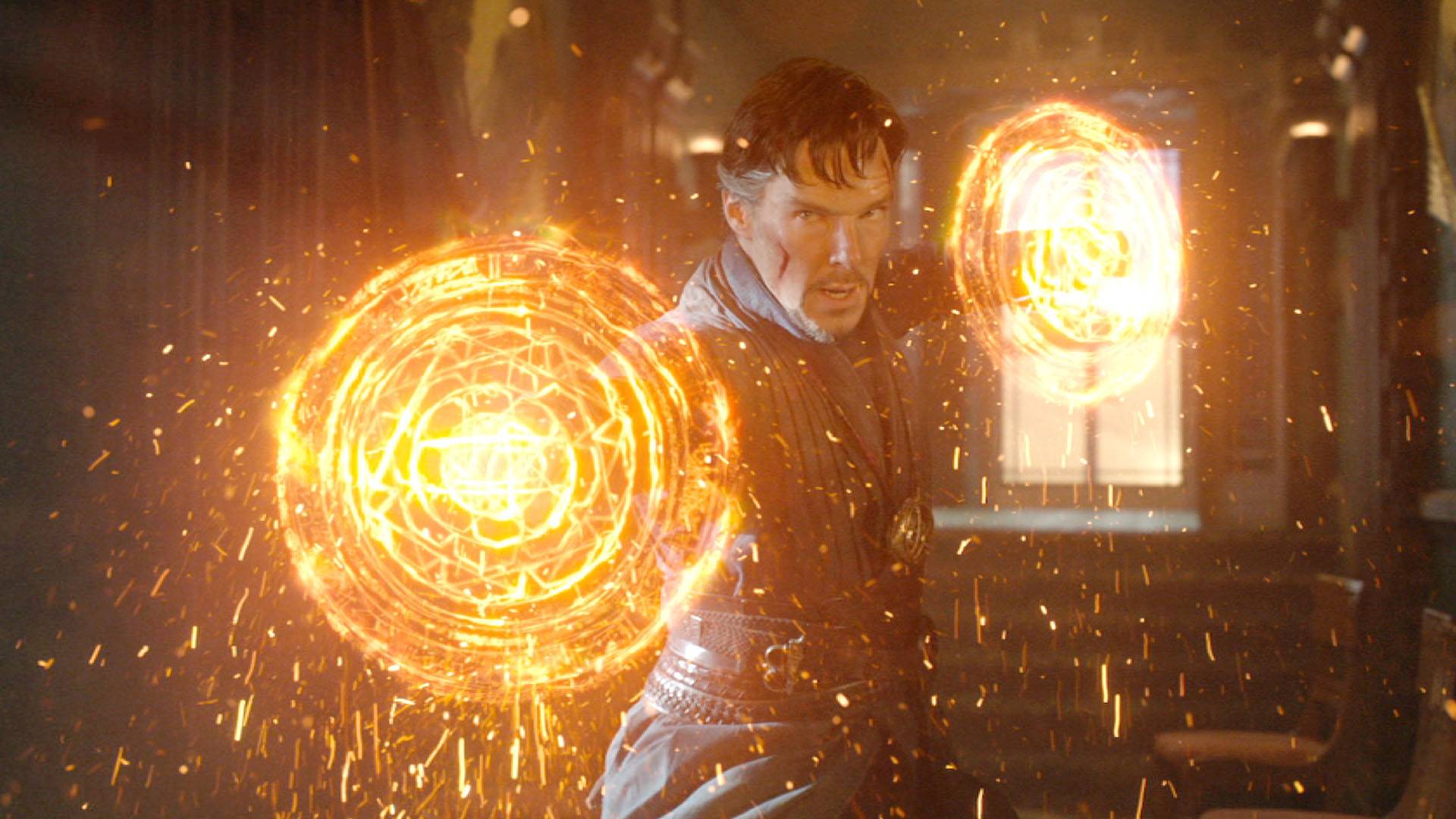 Doctor Strange, Benedict Cumberbatch, Mandala magico, Scintille, sfondo Full HD per portatile