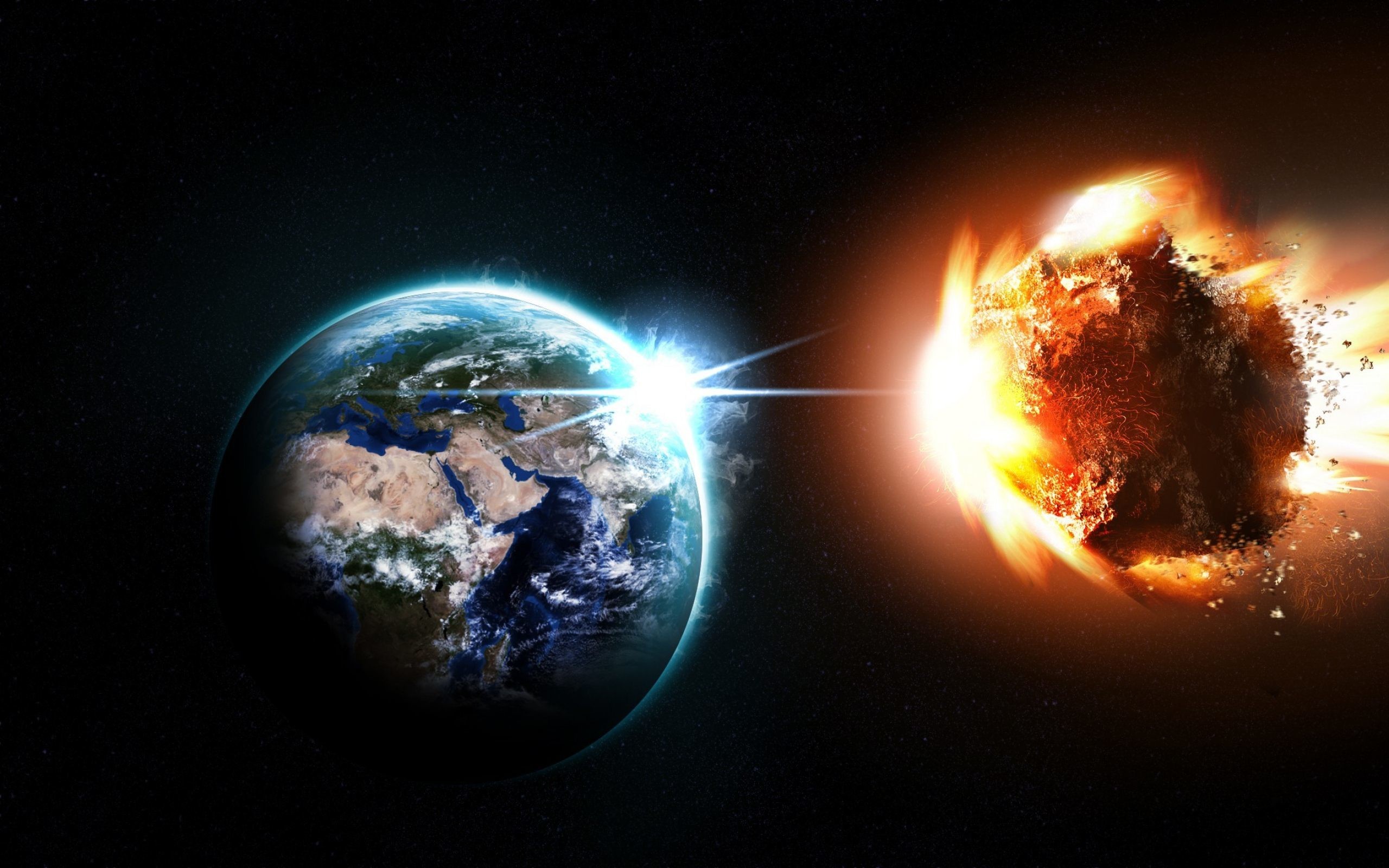 Terra, Asteroide, Impatto, Fantascienza, 2560x1600, wallpaper desktop