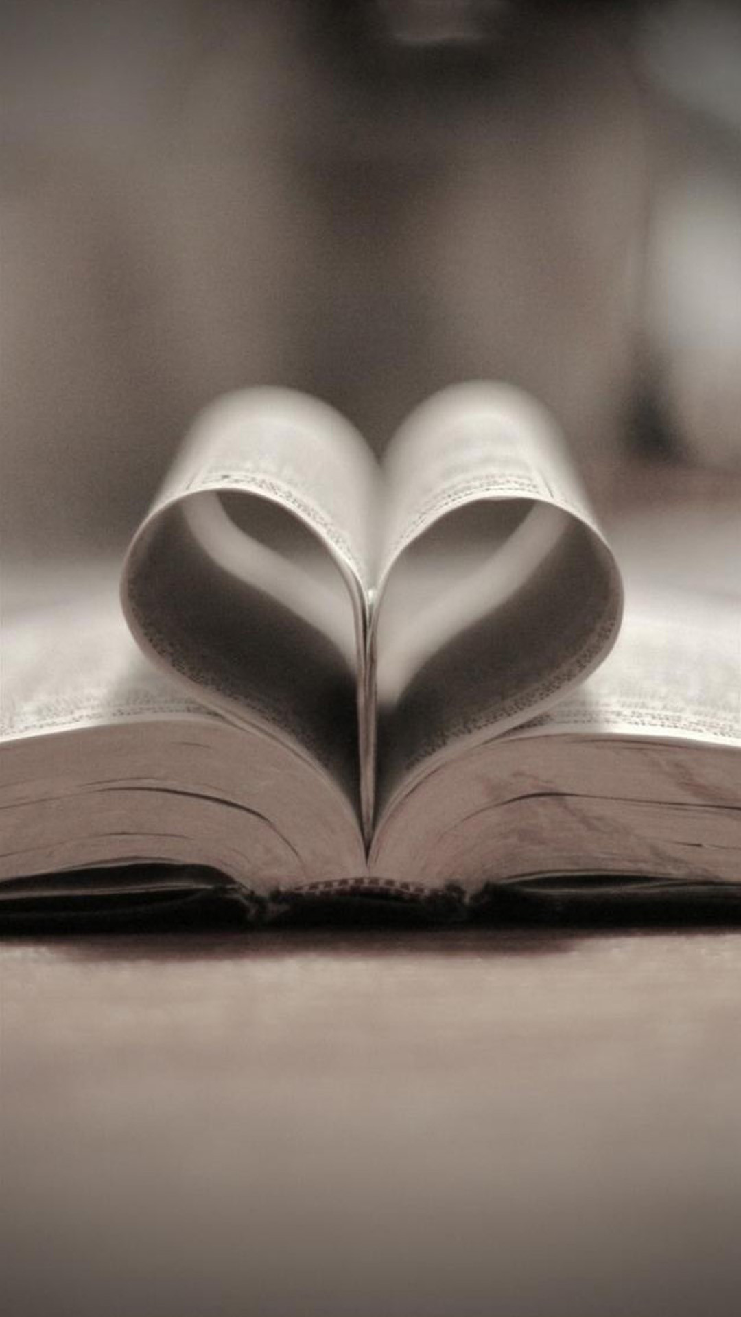 Libro, Pagine a cuore, Bianco e nero, Full HD, sfondo per smartphone