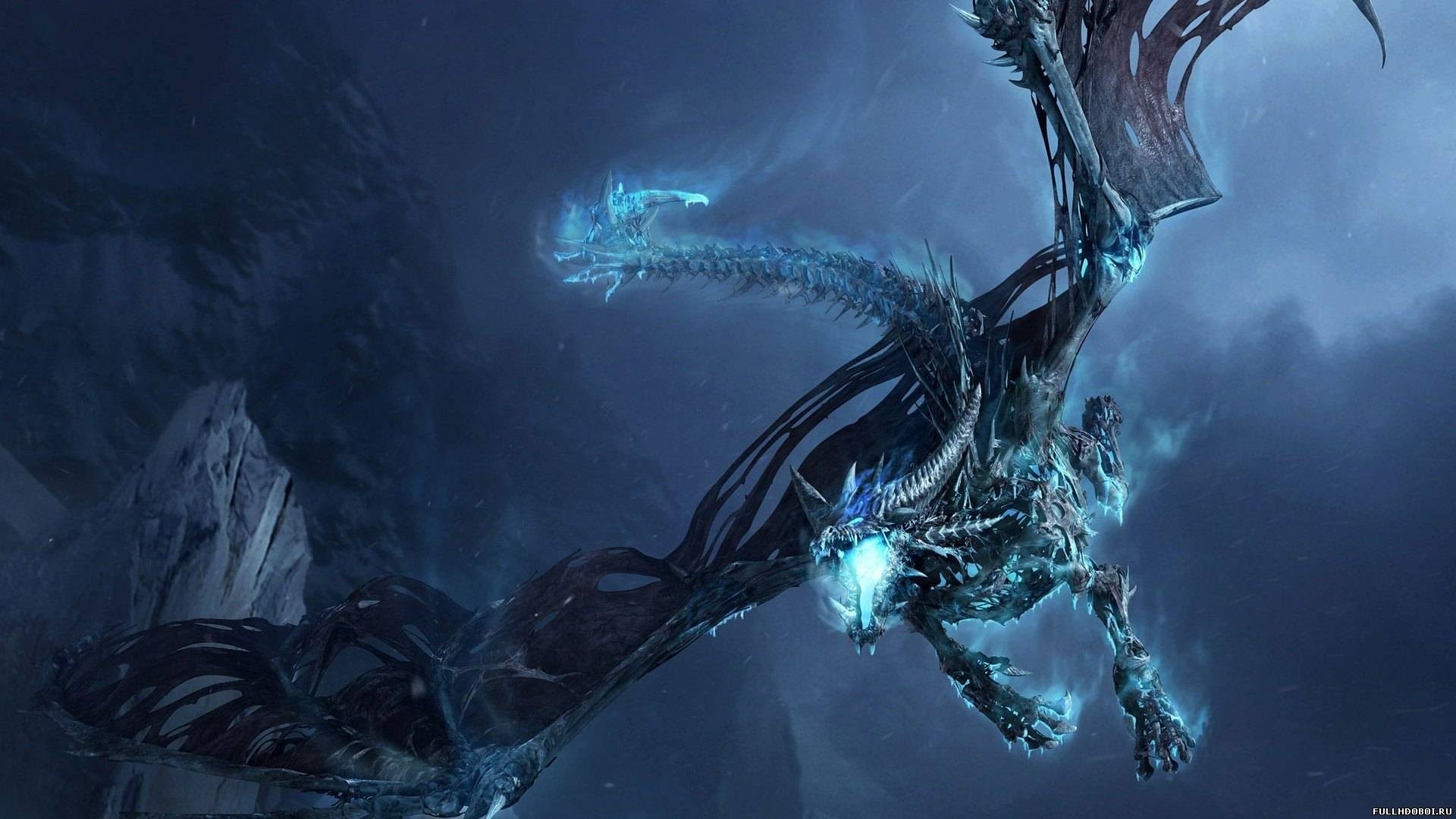 Sindragosa, World of Warcraft, Drago di ghiaccio, Arte fantasy, Blu, sfondo desktop Full HD