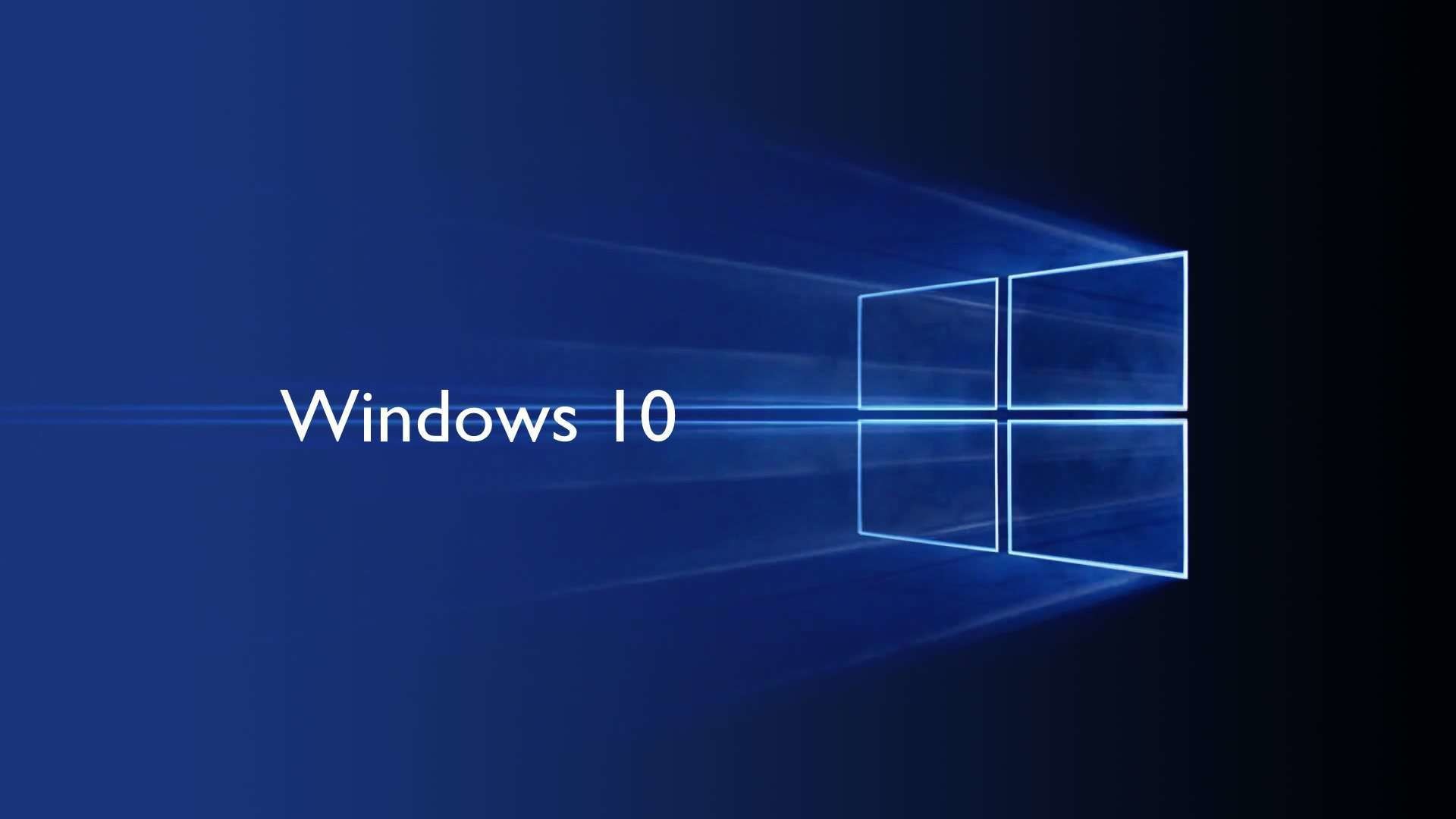 Windows 10, Logo Windows, Blu, Raggi di luce, Full HD, sfondo per PC