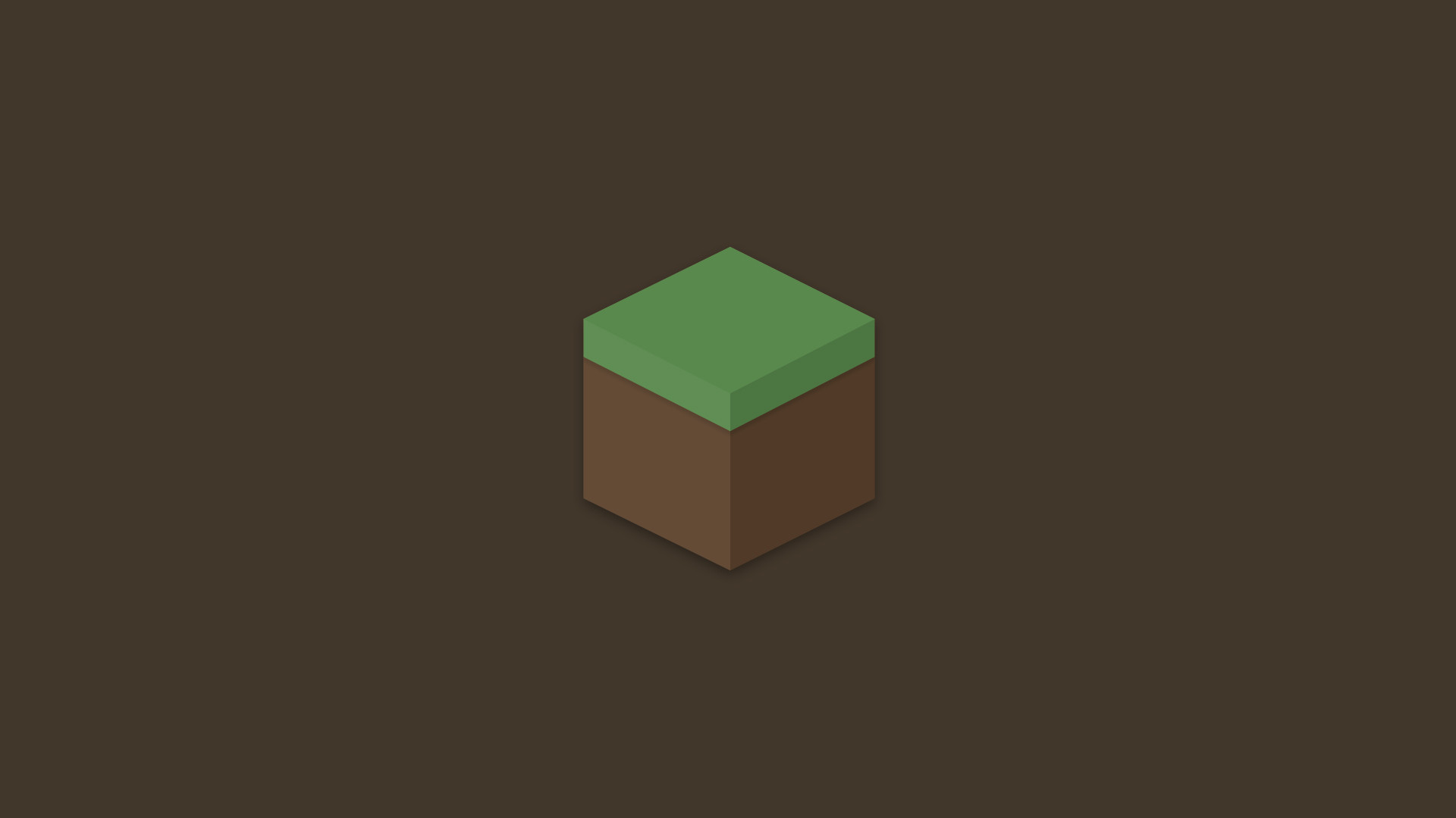 Minecraft, Blocco d'erba, Cubo, Marrone, Minimalista, Full HD, sfondo desktop