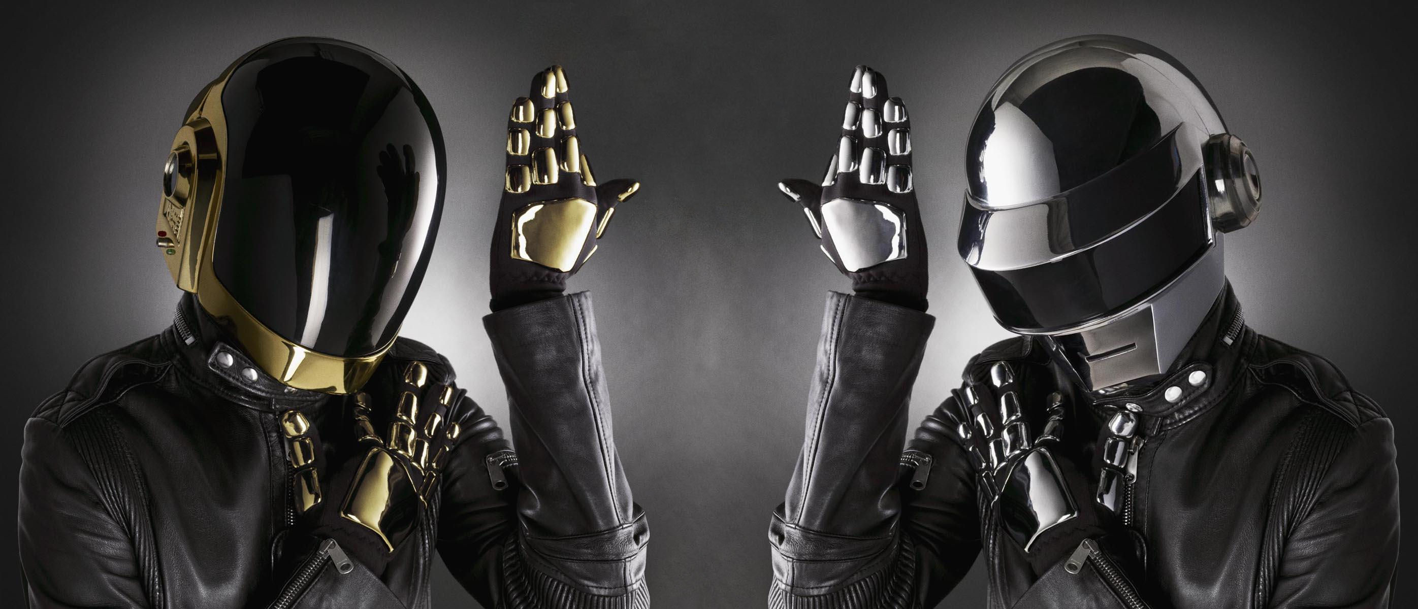Daft Punk, Caschi, Guanti, Bianco e nero, 21:9 Full HD, sfondo widescreen