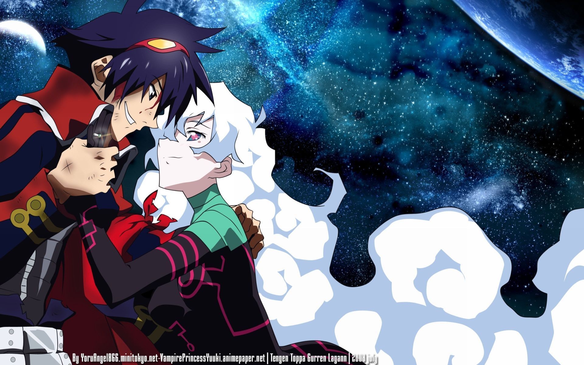Simon, Nia Teppelin, Gurren Lagann, Spazio, 1920x1200, immagine di sfondo