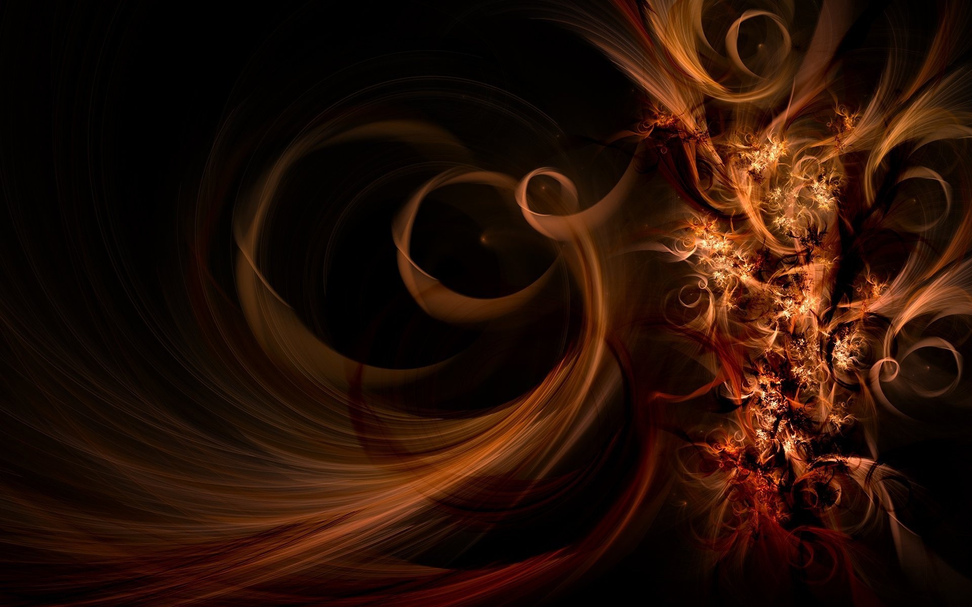 Frattale, Fuoco, Arancione, Sfondo nero, 1920x1200, wallpaper desktop