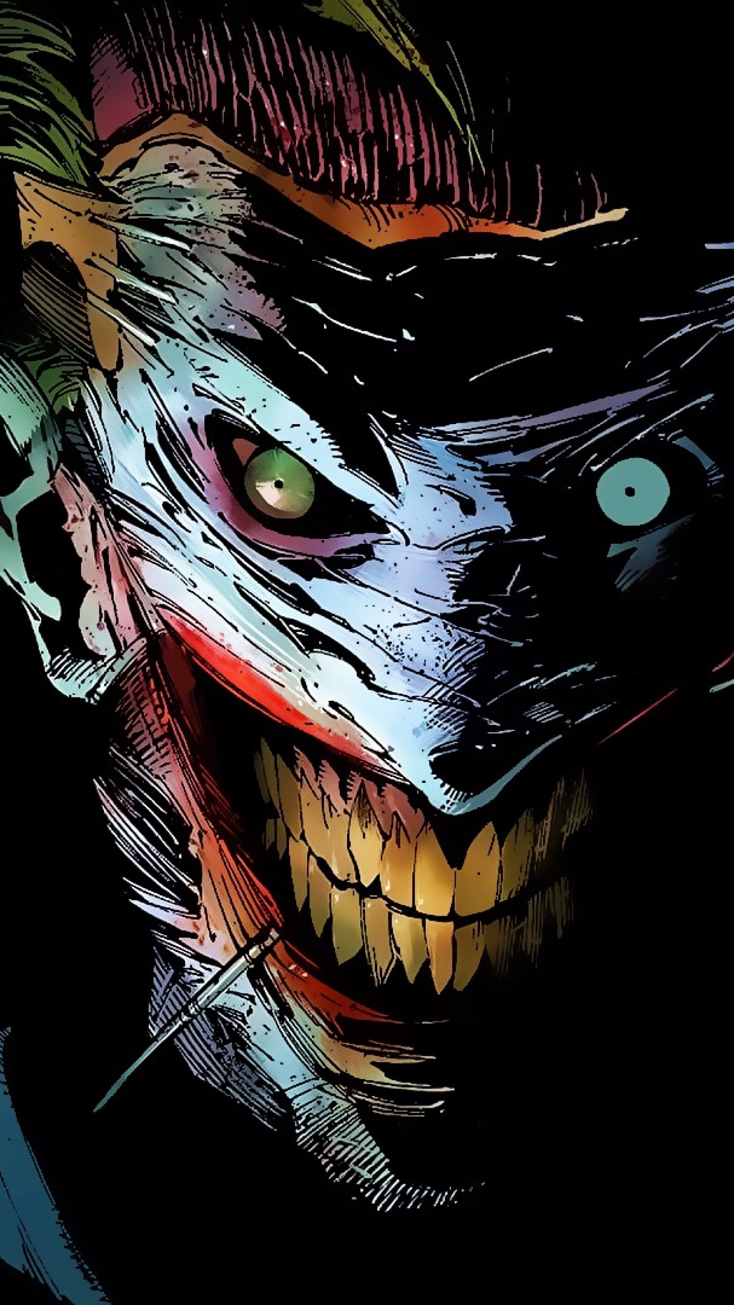 Joker, DC Comics, Batman, Fumetto, Sfondo nero, QHD+, schermata di blocco del cellulare