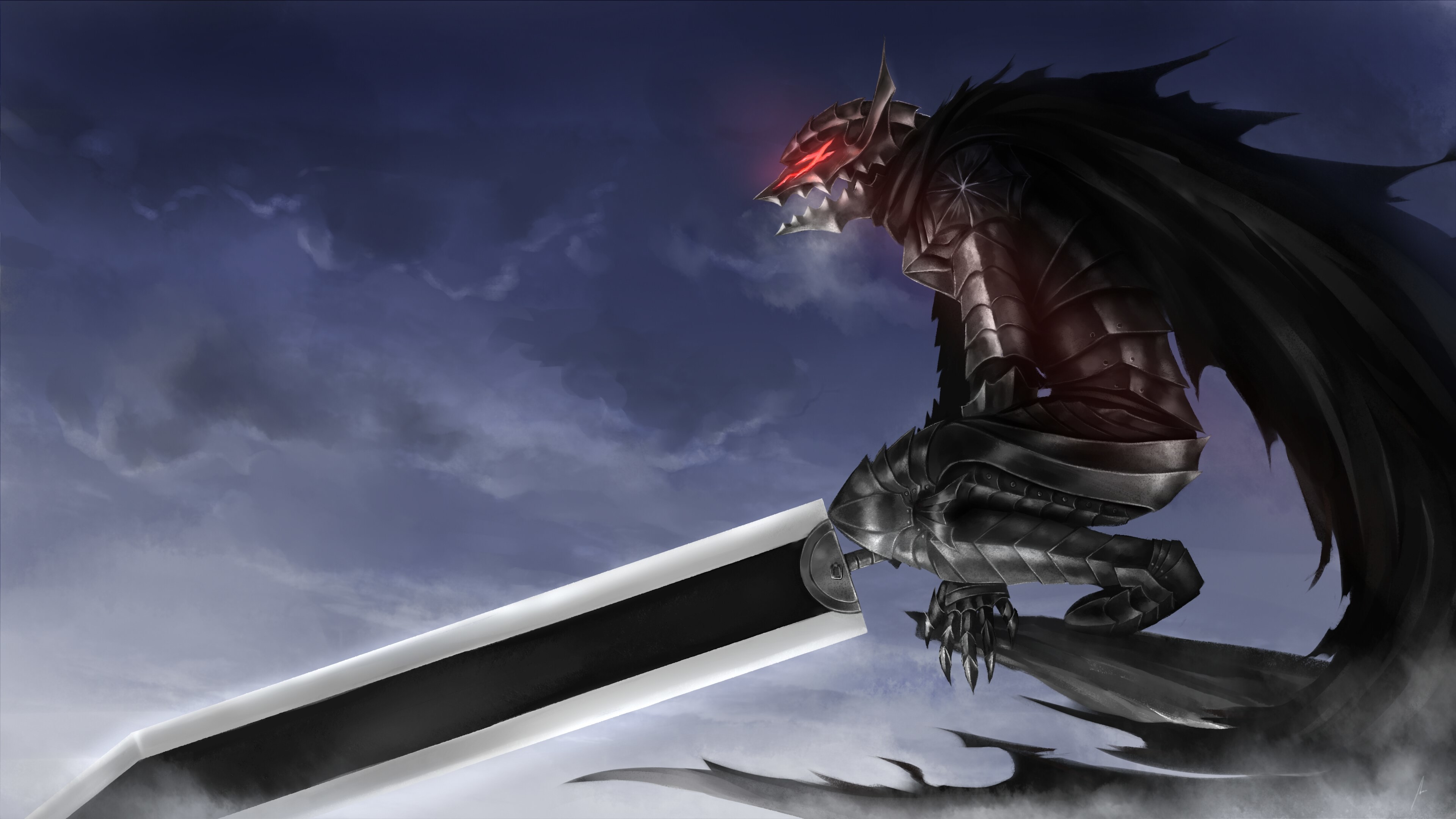 Gatsu, Armatura del Berserker, Ammazzadraghi, Berserk, Cielo, 3840x2160, immagine di sfondo