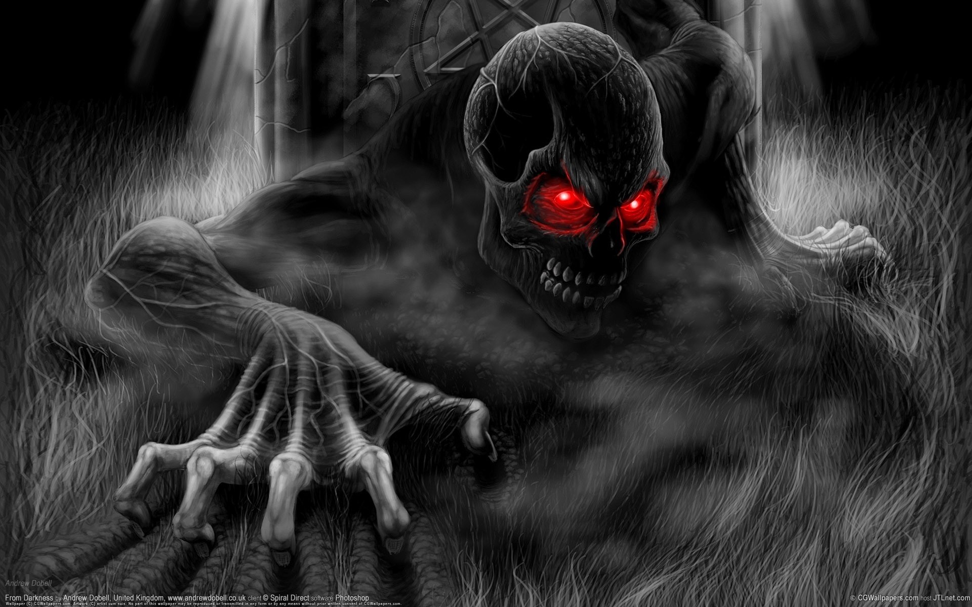 Zombi, Occhi rossi, Bianco e nero, Horror, 1920x1200, sfondo MacBook Pro