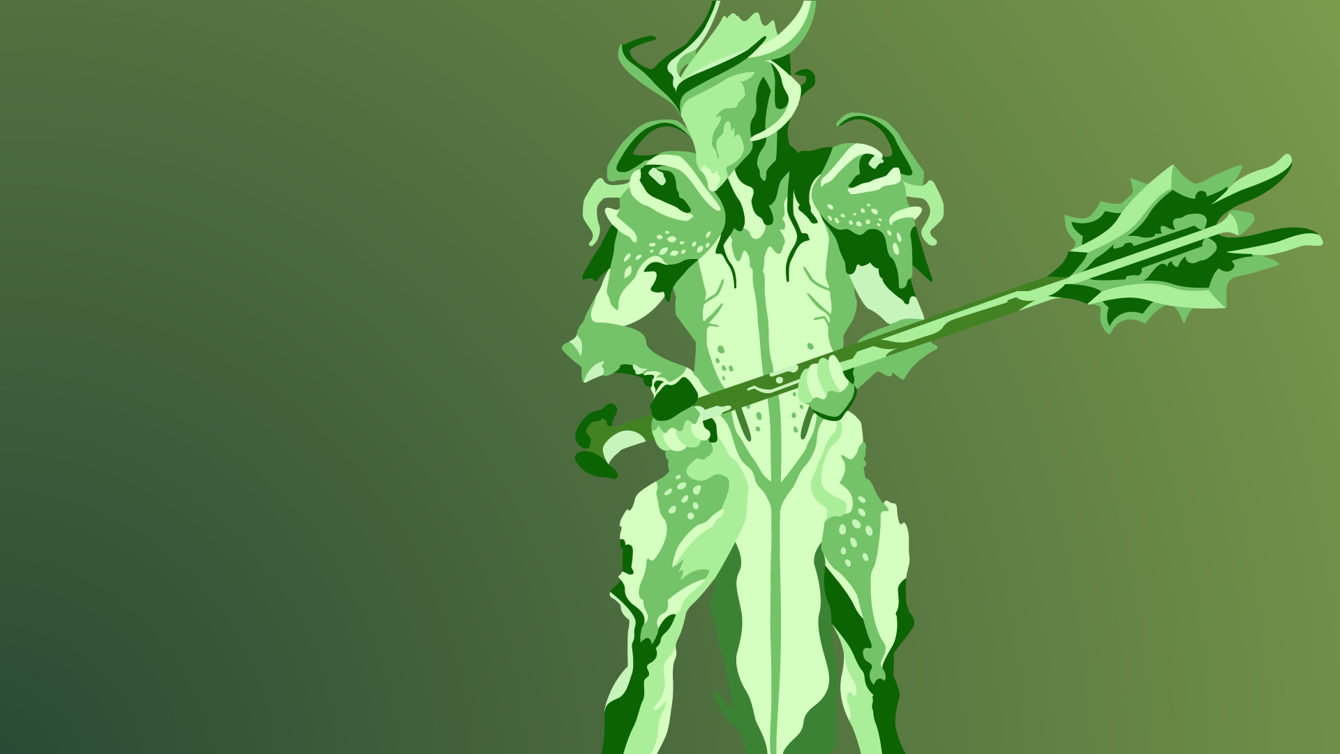 Warframe, Silhouette, Minimalismo, Sfondo verde, Full HD, wallpaper desktop