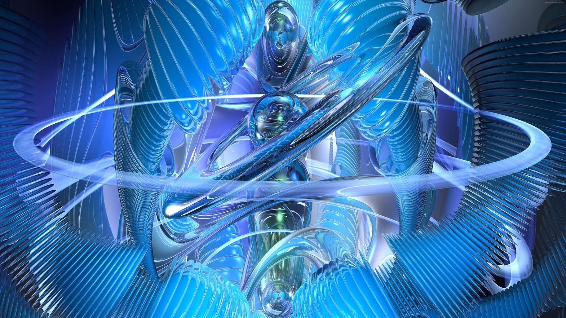 Astratto 3D, Arte digitale, Blu, Full HD, wallpaper per portatile